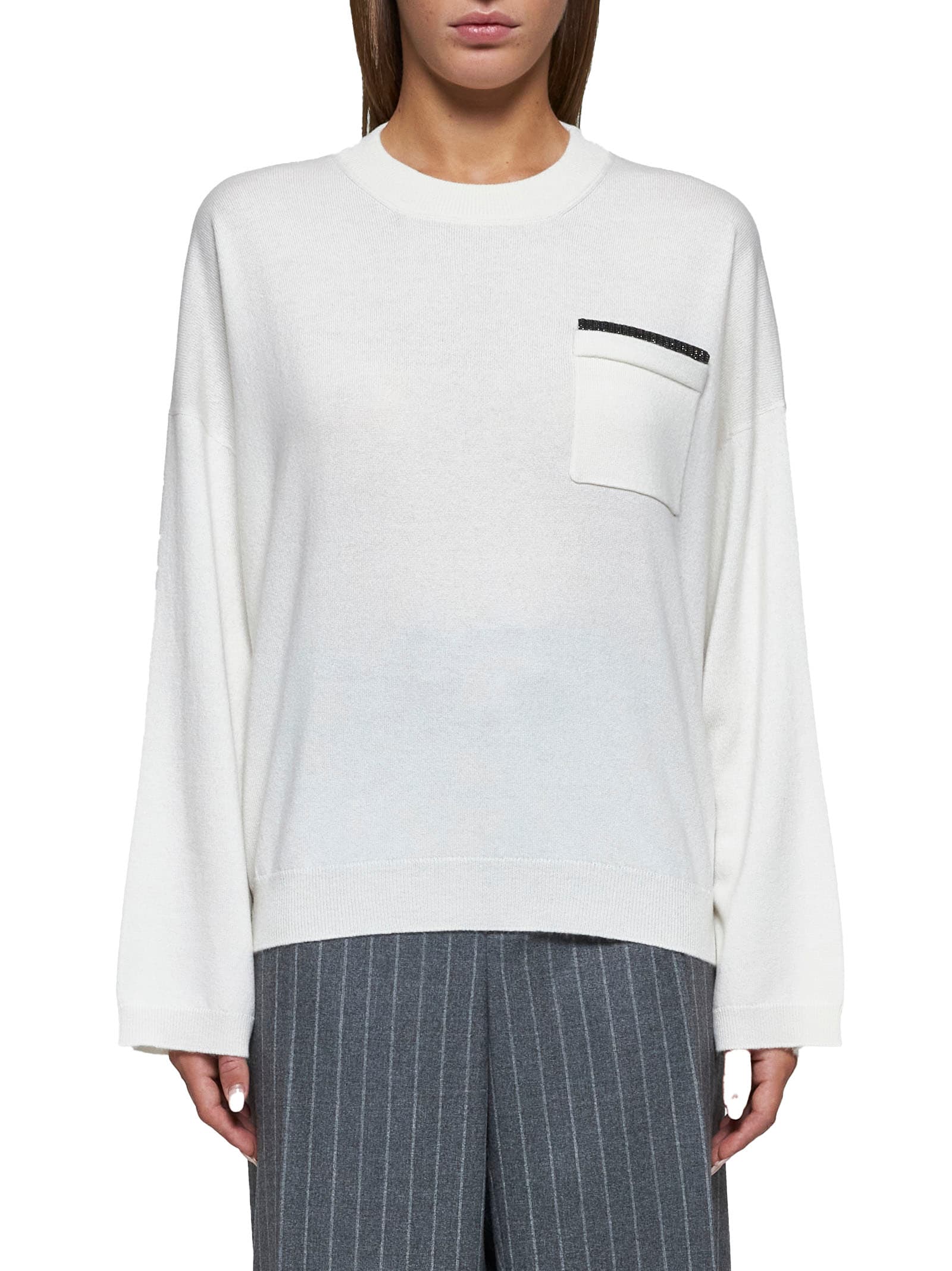 Shop Brunello Cucinelli Sweater In White