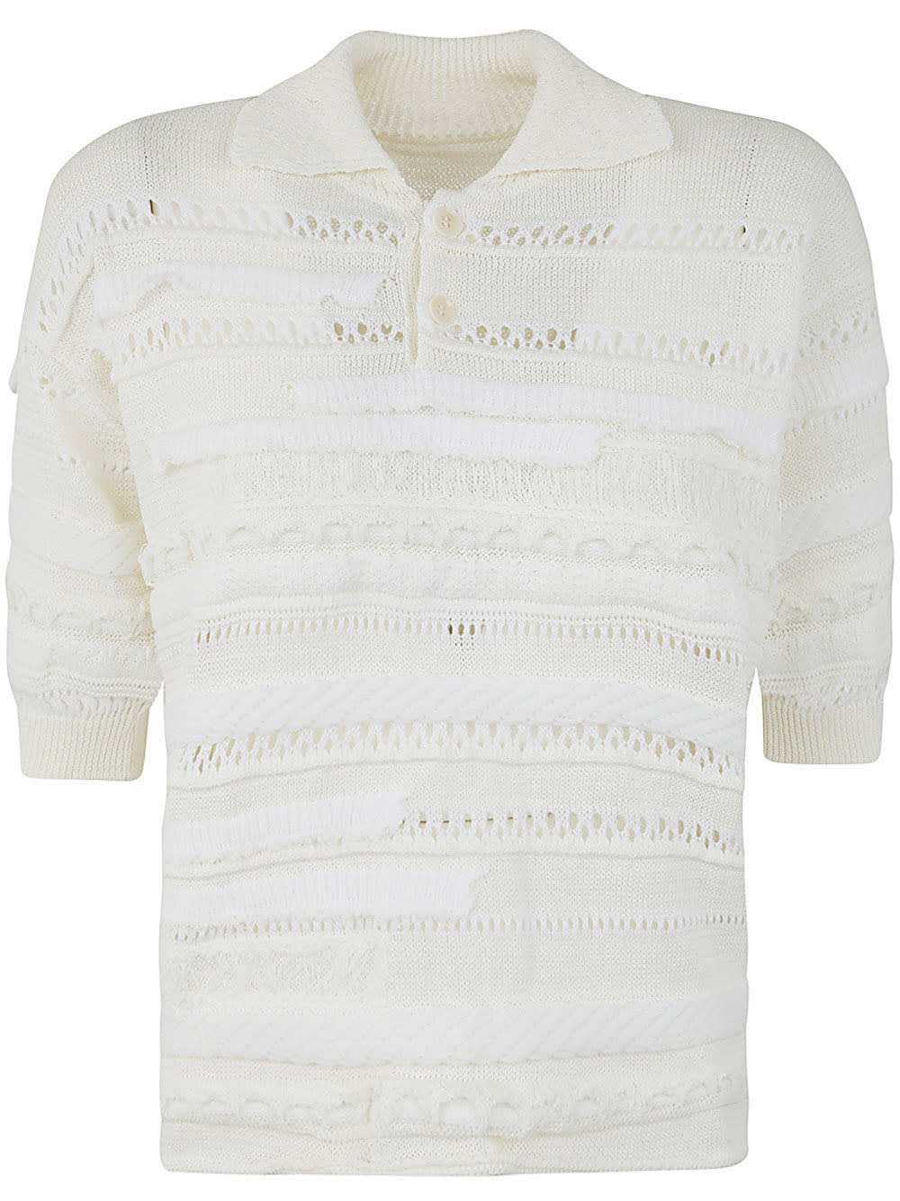 Y's Half Sleeve Pull Over With Collar In White
