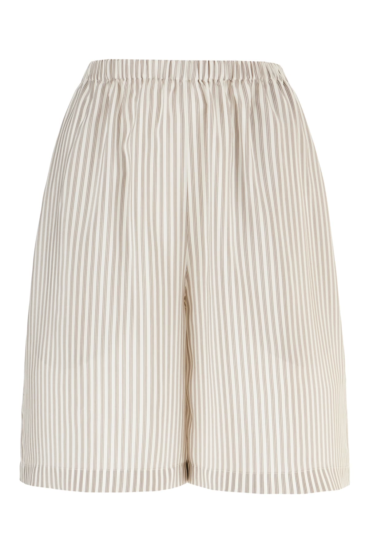 The Row Zinnia Striped Silk Pajama Shorts In Gray