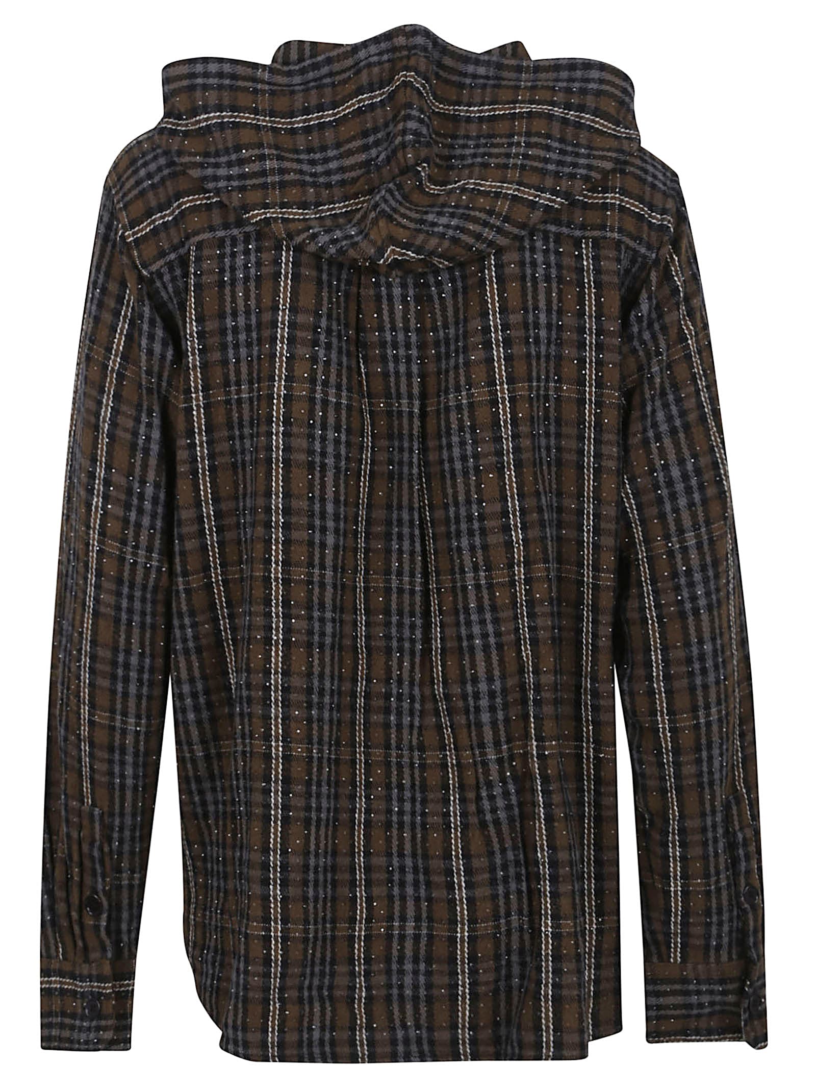P.a.r.o.s.h Parosh Check Pattern Shirt With Rhinestone Embellishments In Multi