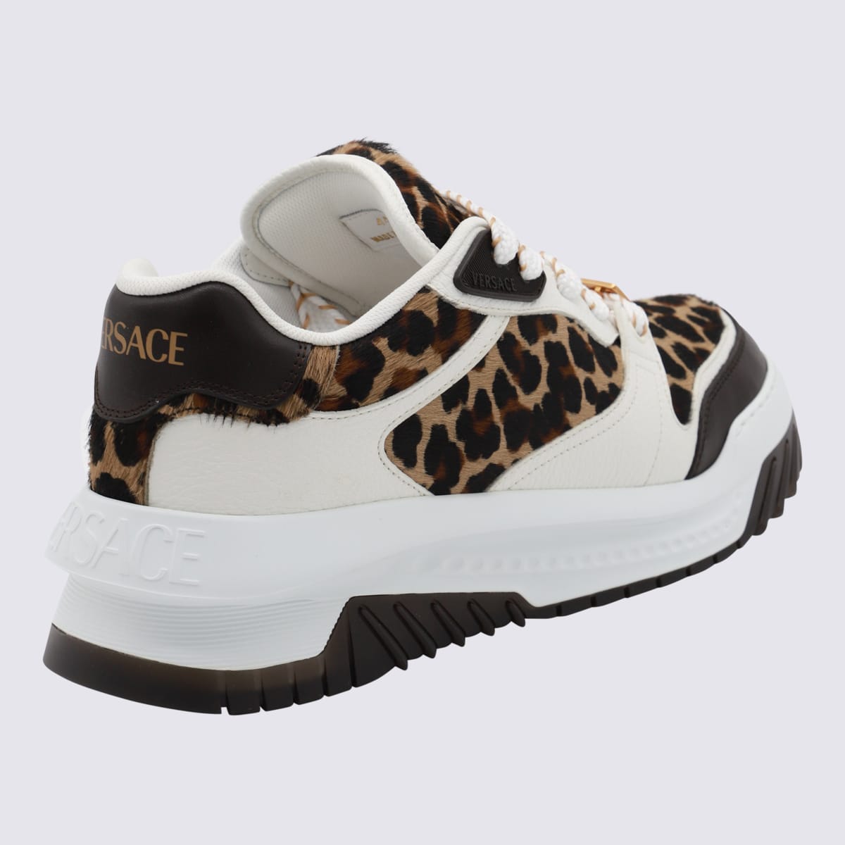 Shop Versace White And Leo Sneakers