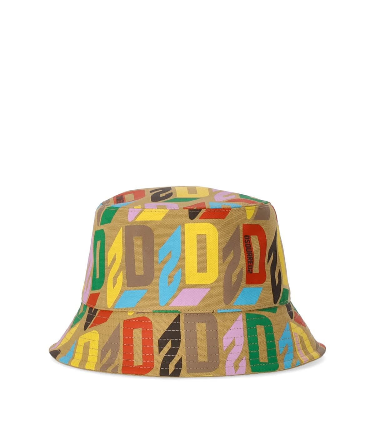 Shop Dsquared2 Logo Printed Wide Brim Bucket Hat In Multicolor