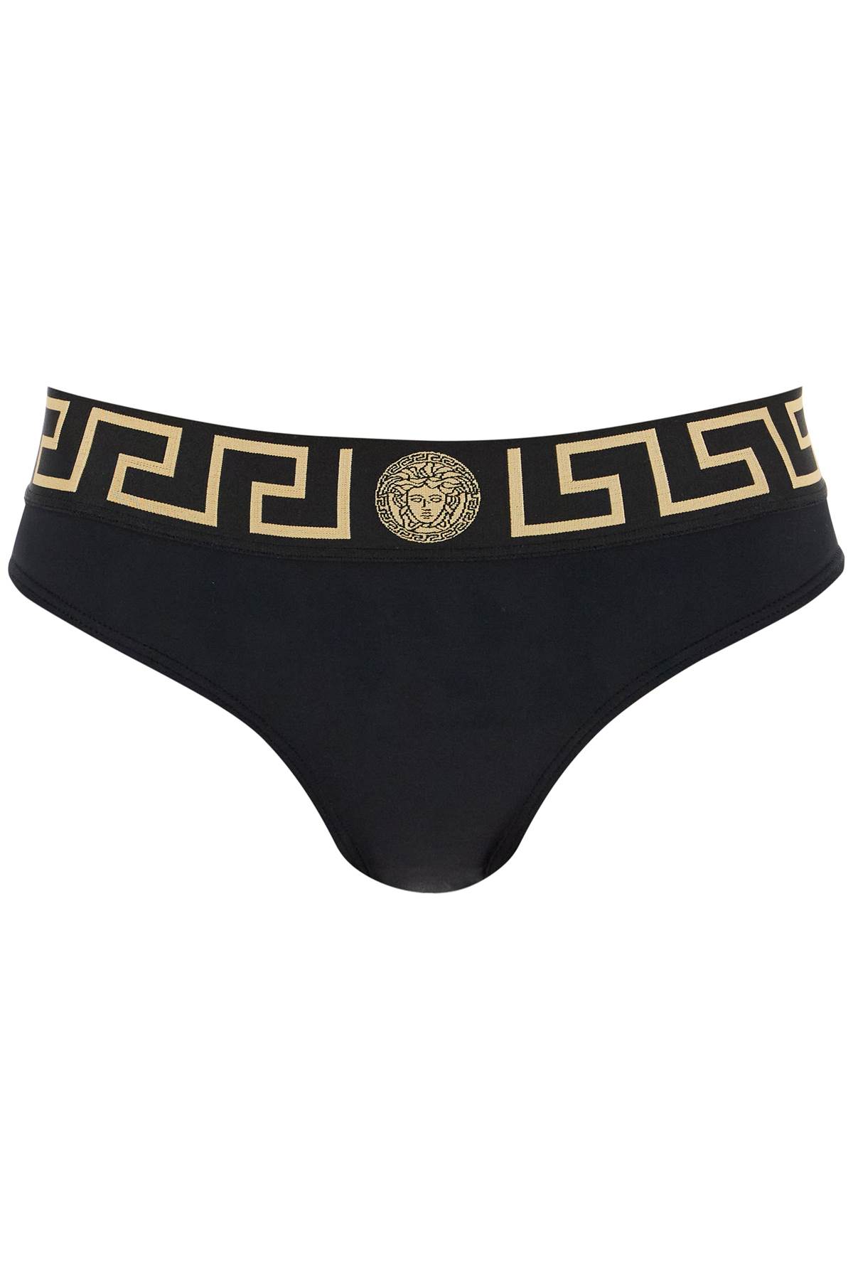 Shop Versace Bikini Bottom With Greek Border In Black (black)