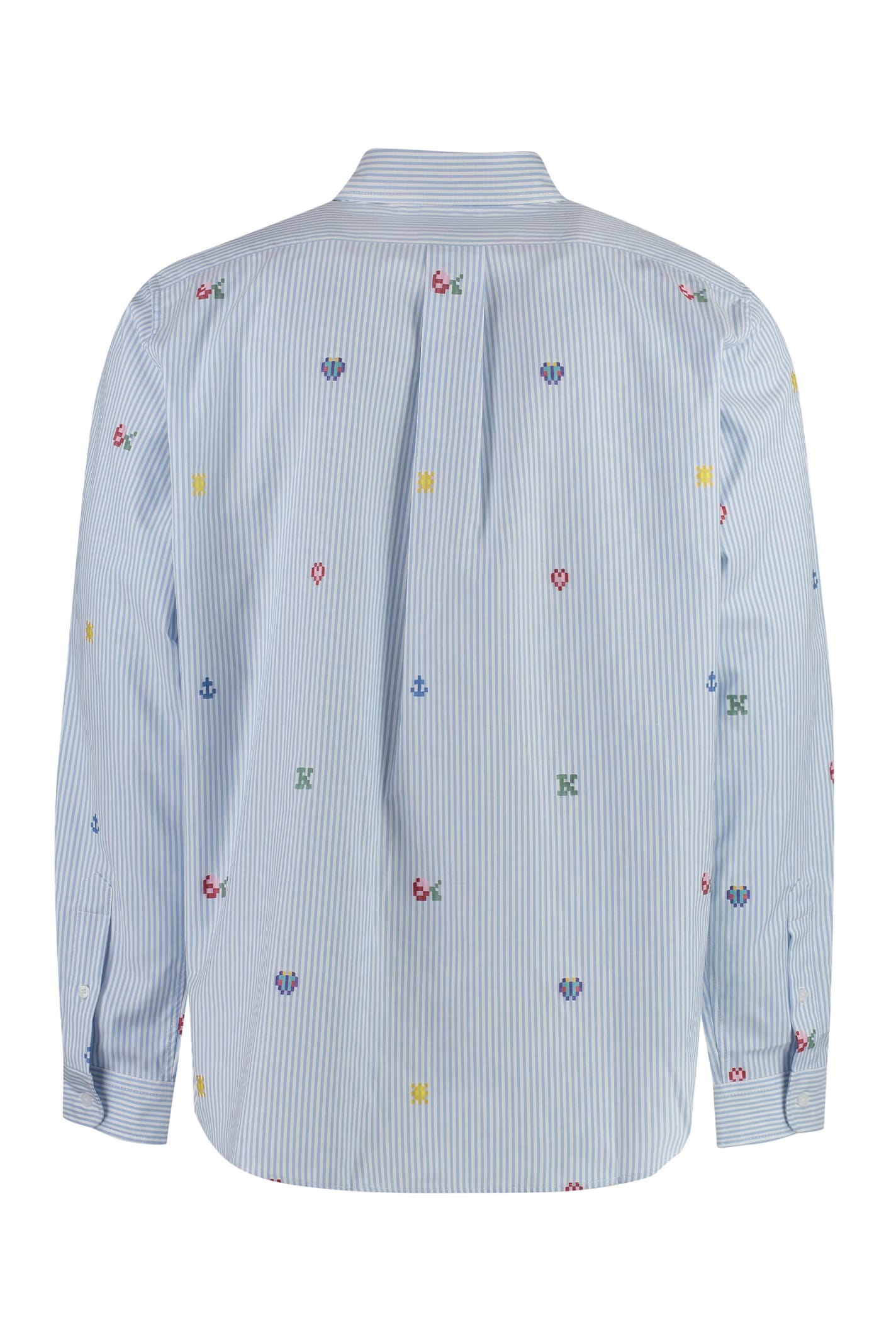 Shop Kenzo Button-down Collar Cotton Shirt In Light Blue