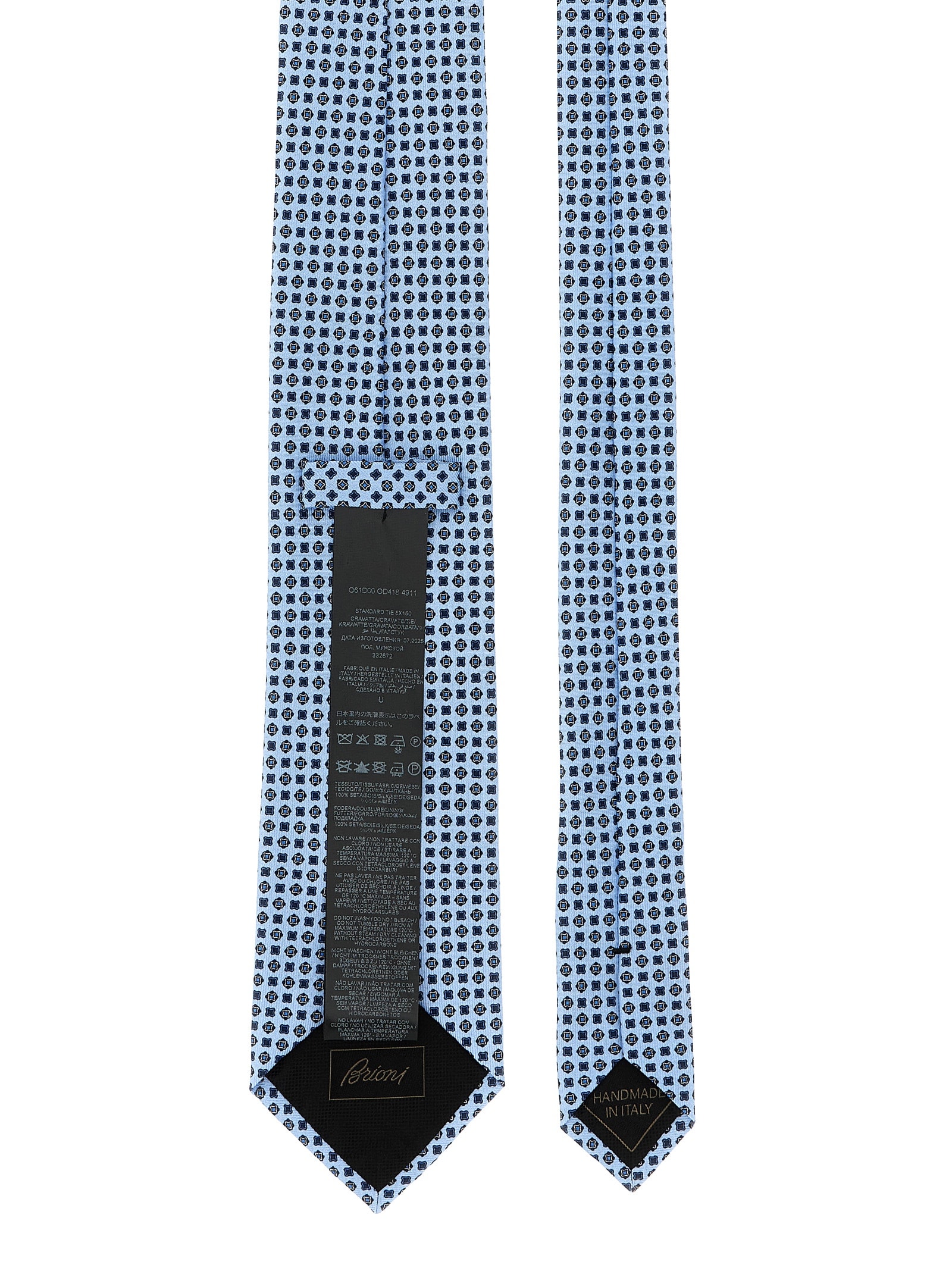 Brioni Slim Patterned Jacquard Tie With Pointed Tip In Blue