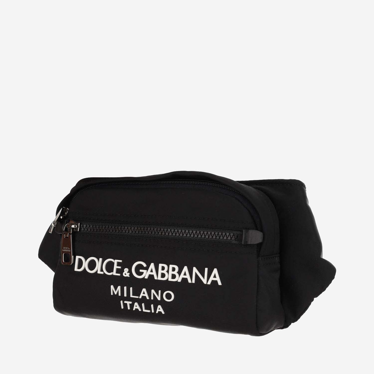 Shop Dolce & Gabbana Small Nylon Pouch With Rubberized Logo In Black