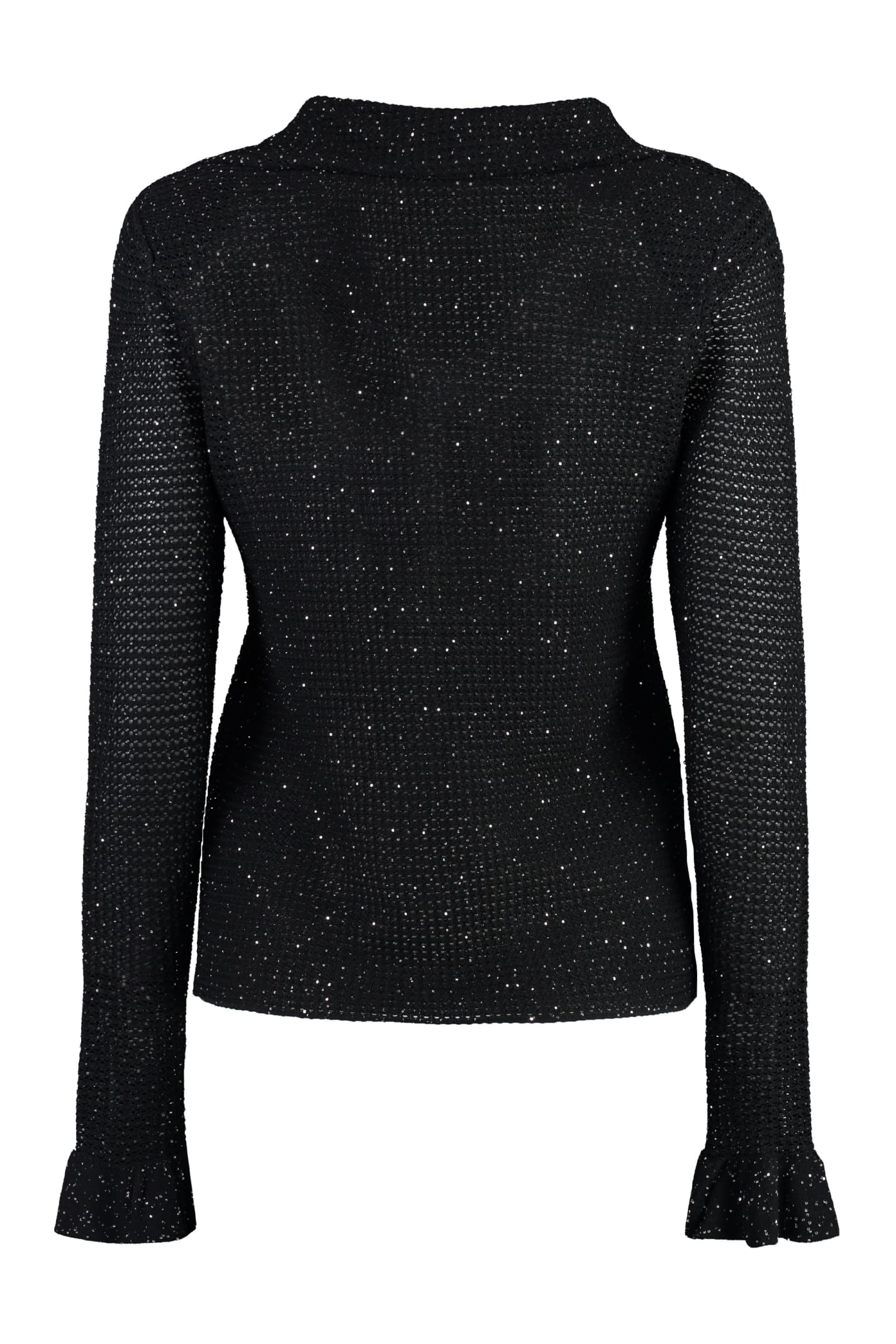 Shop Self-portrait Embellished Button Cardigan In Nero