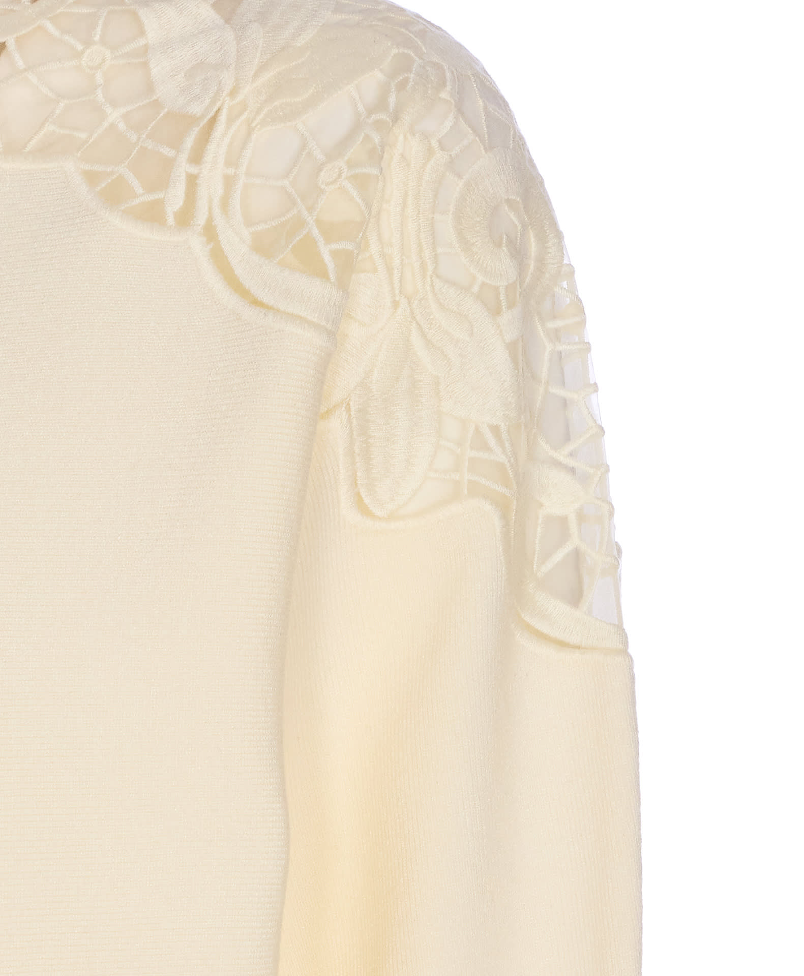 Twinset Lace-insert Zip-front Cardigan In Neutral