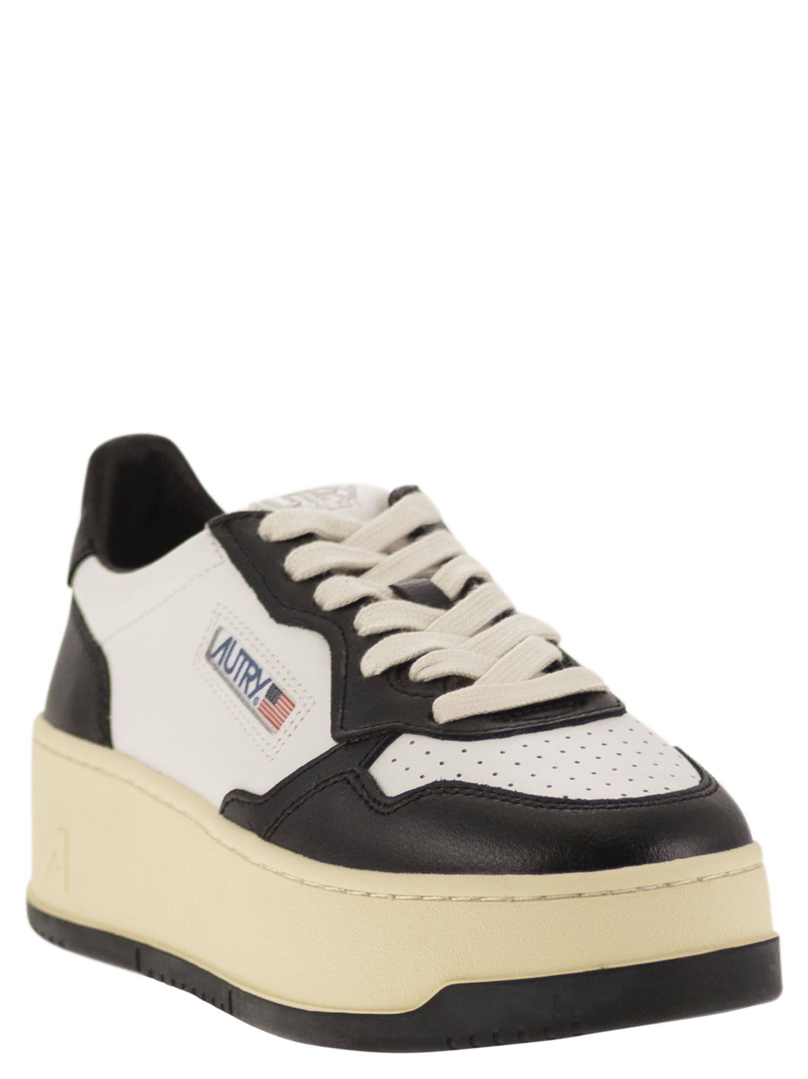 Shop Autry Medalist Platform - Leather Trainers In White/black