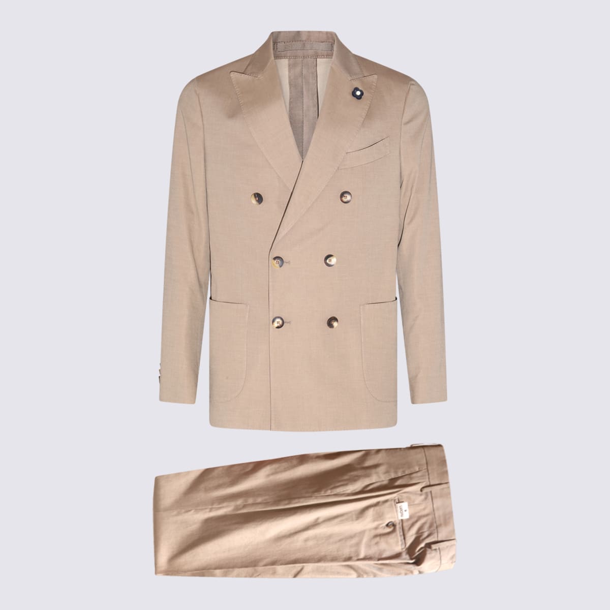 Shop Lardini Beige Cotton Special Line Two Pieces Suit