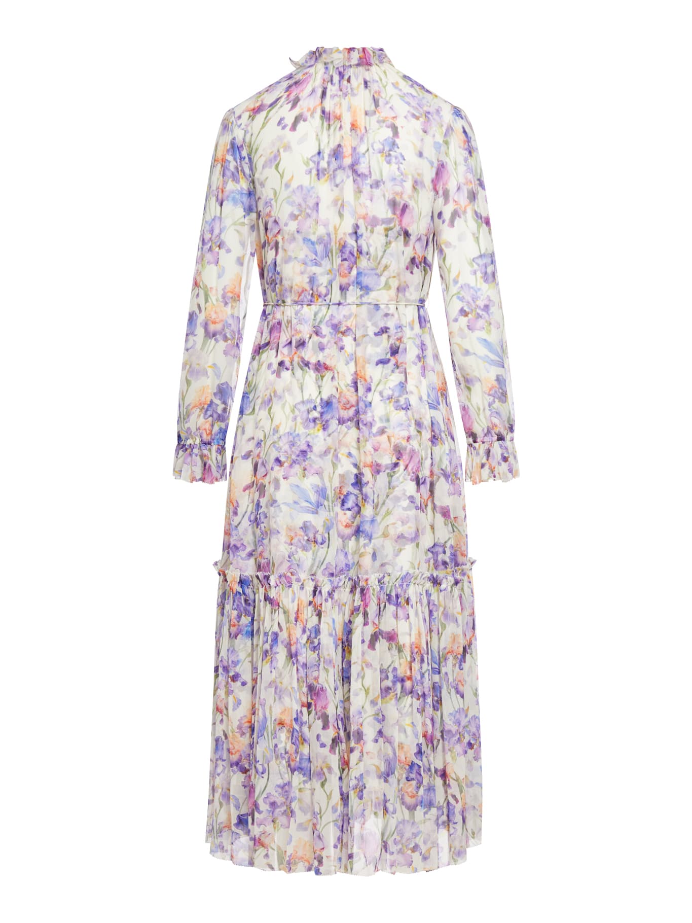 Zimmermann Tama Floral Semisheer Tiered Long Sleeve Silk Midi Dress In ...