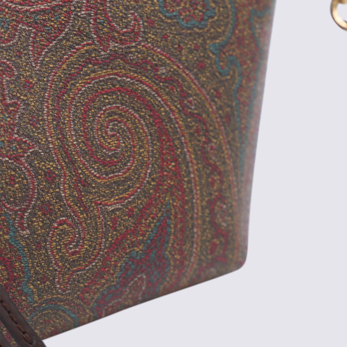 Etro Multicolor Leather Shoulder Bag In Brown