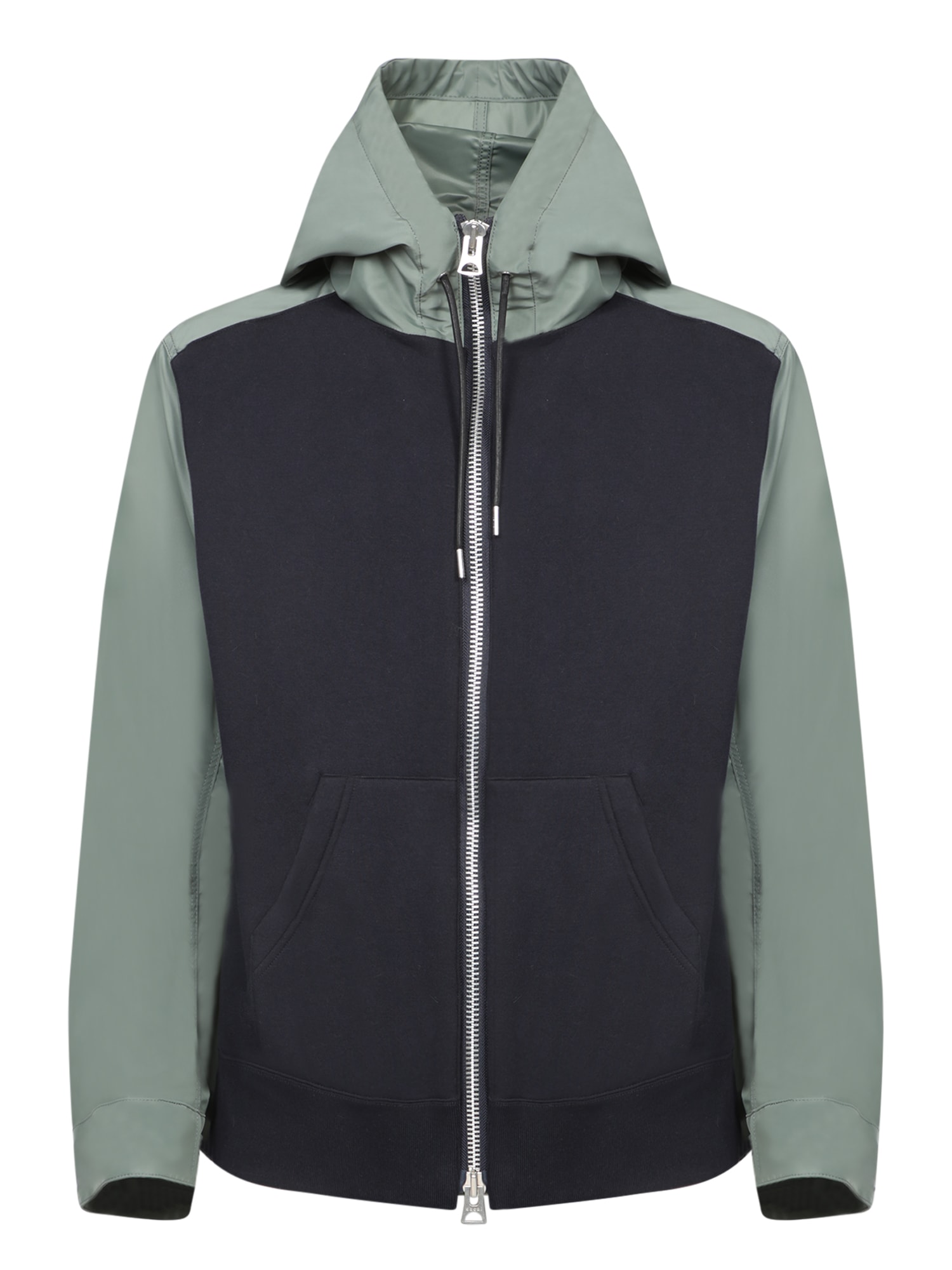 SACAI BLUE AND KHAKI NYLON TWILL SWEATSHIRT 