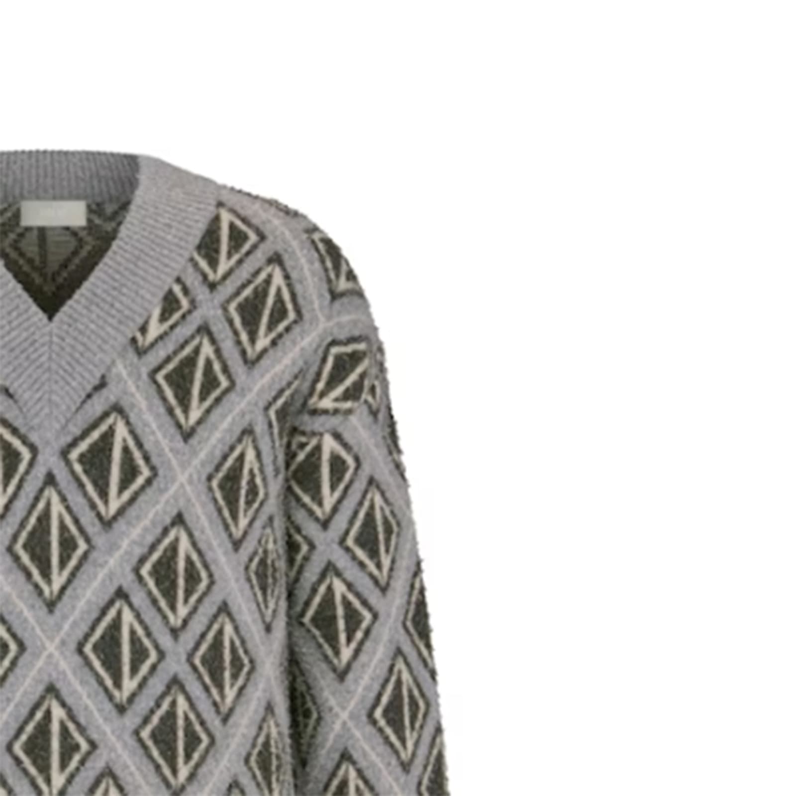 Shop Dior Cd Diamond Motif Wool Sweater In Gray