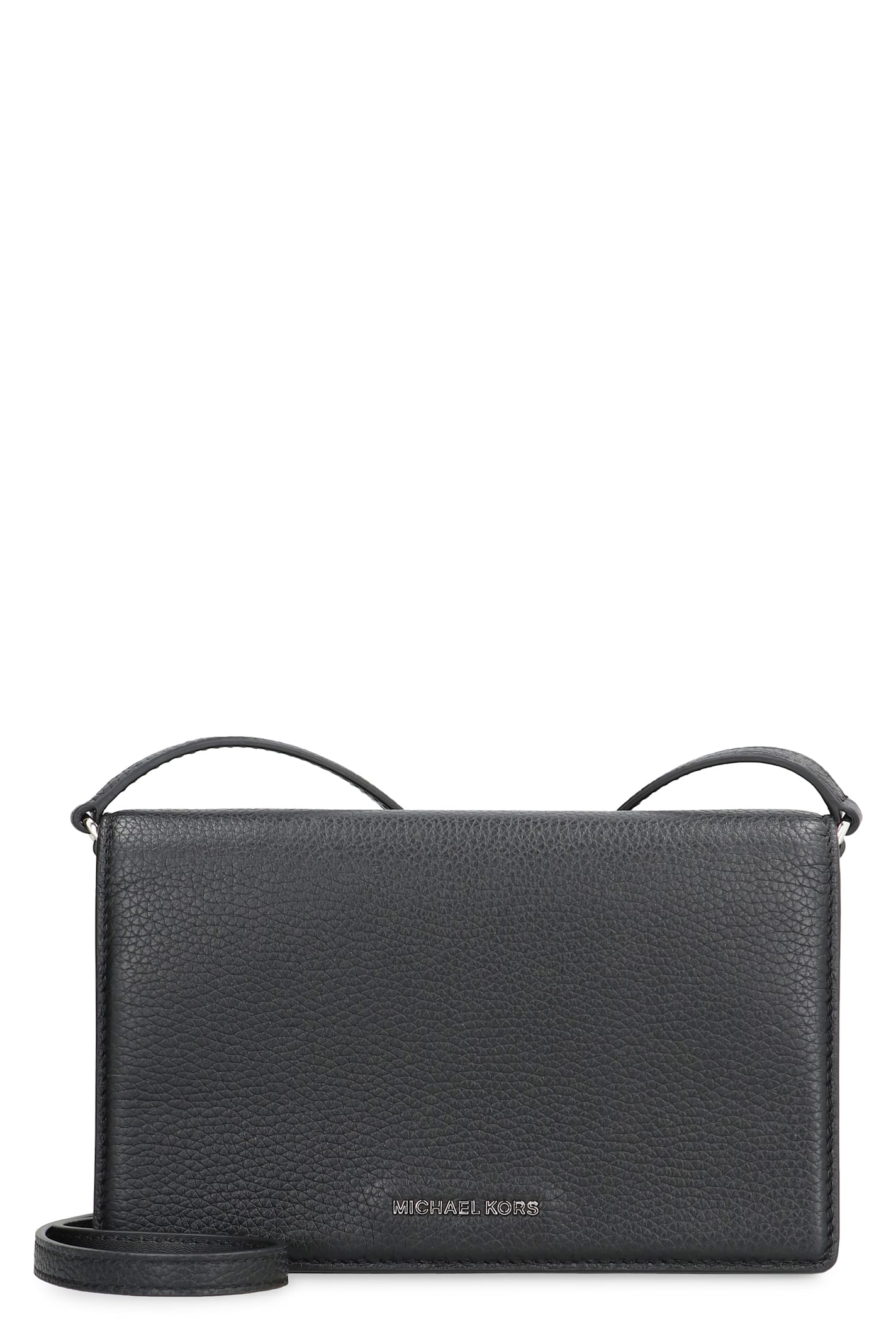 Shop Michael Michael Kors Jet Set Leather Crossbody Bag In Black