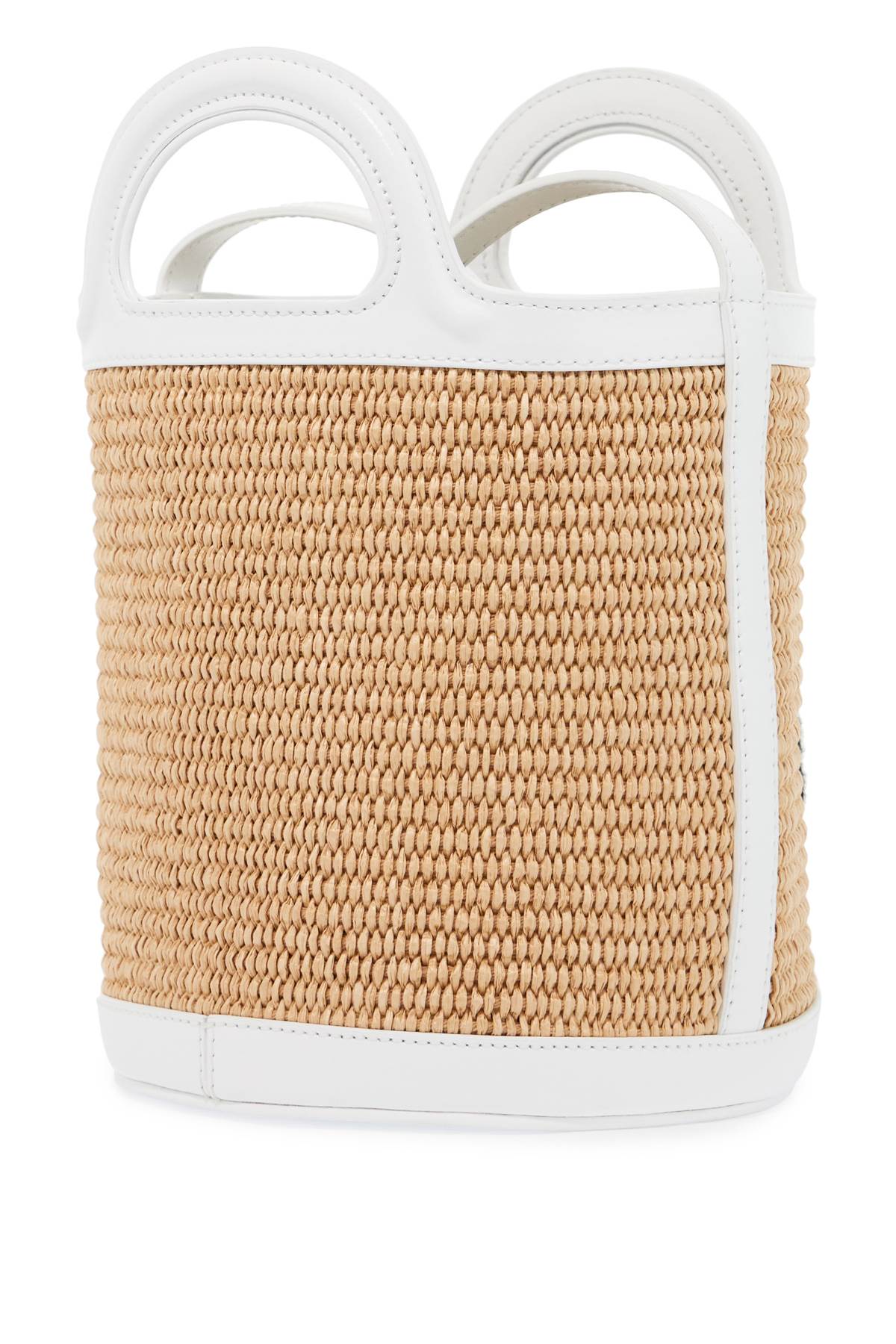 Shop Marni Raffia Tropicalia Bucket Bag In Sand Storm Lily White (beige)