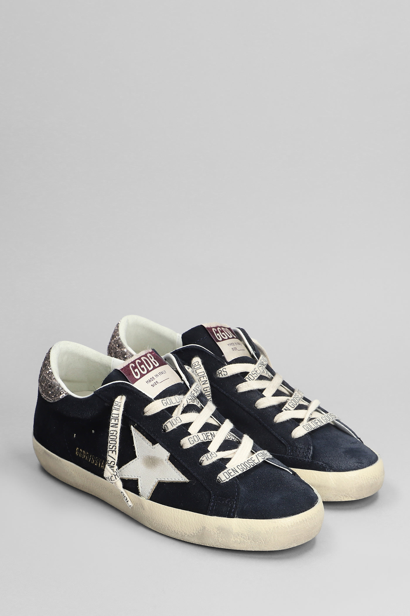 Shop Golden Goose Superstar Sneakers In Blue Suede In Blue Wht Silver