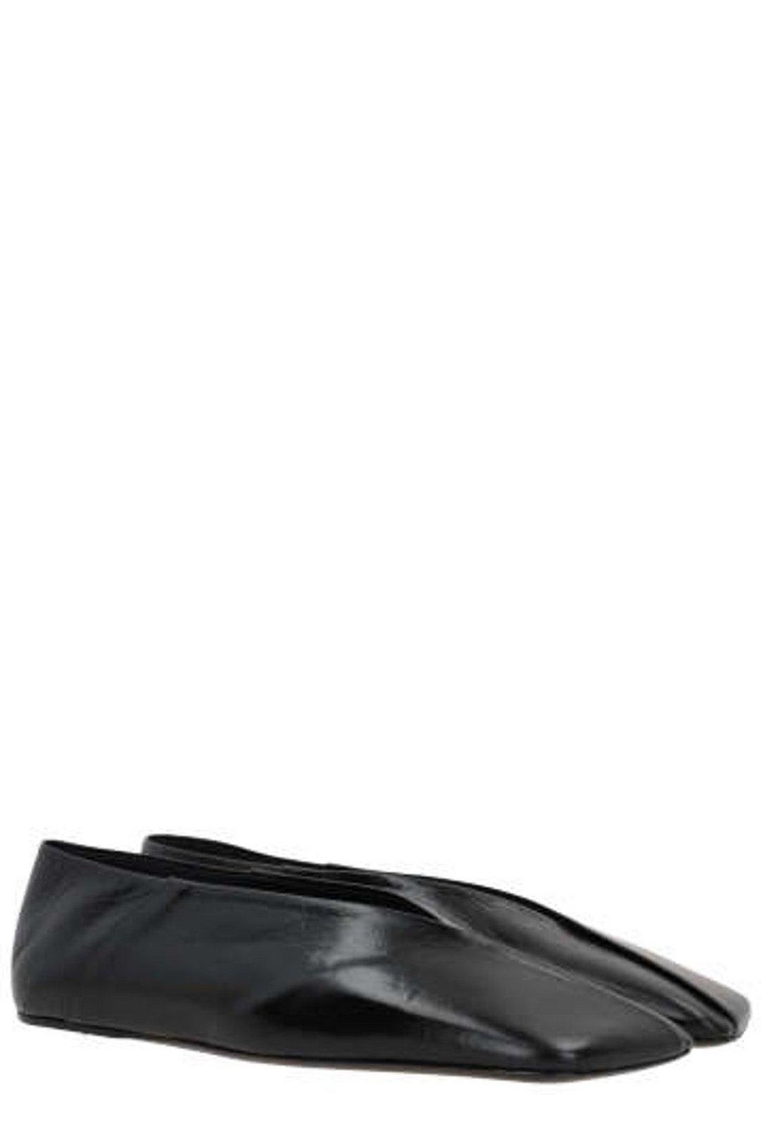 Shop Jil Sander Asymmetric Square Toe Ballerina Shoes In Black