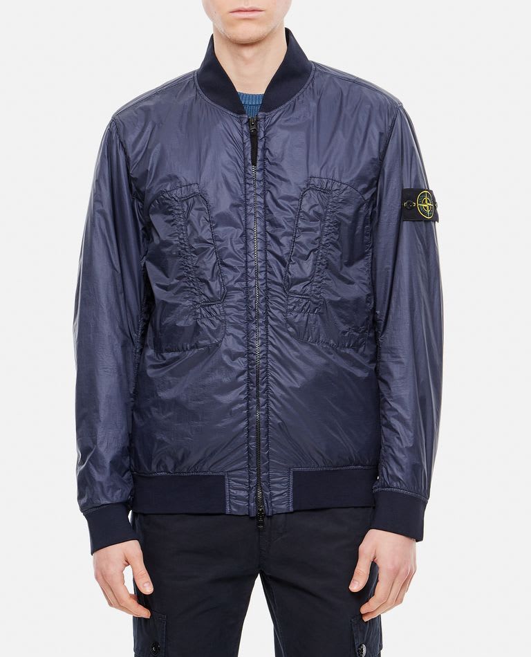 Stone island bomber jacket hot sale blue