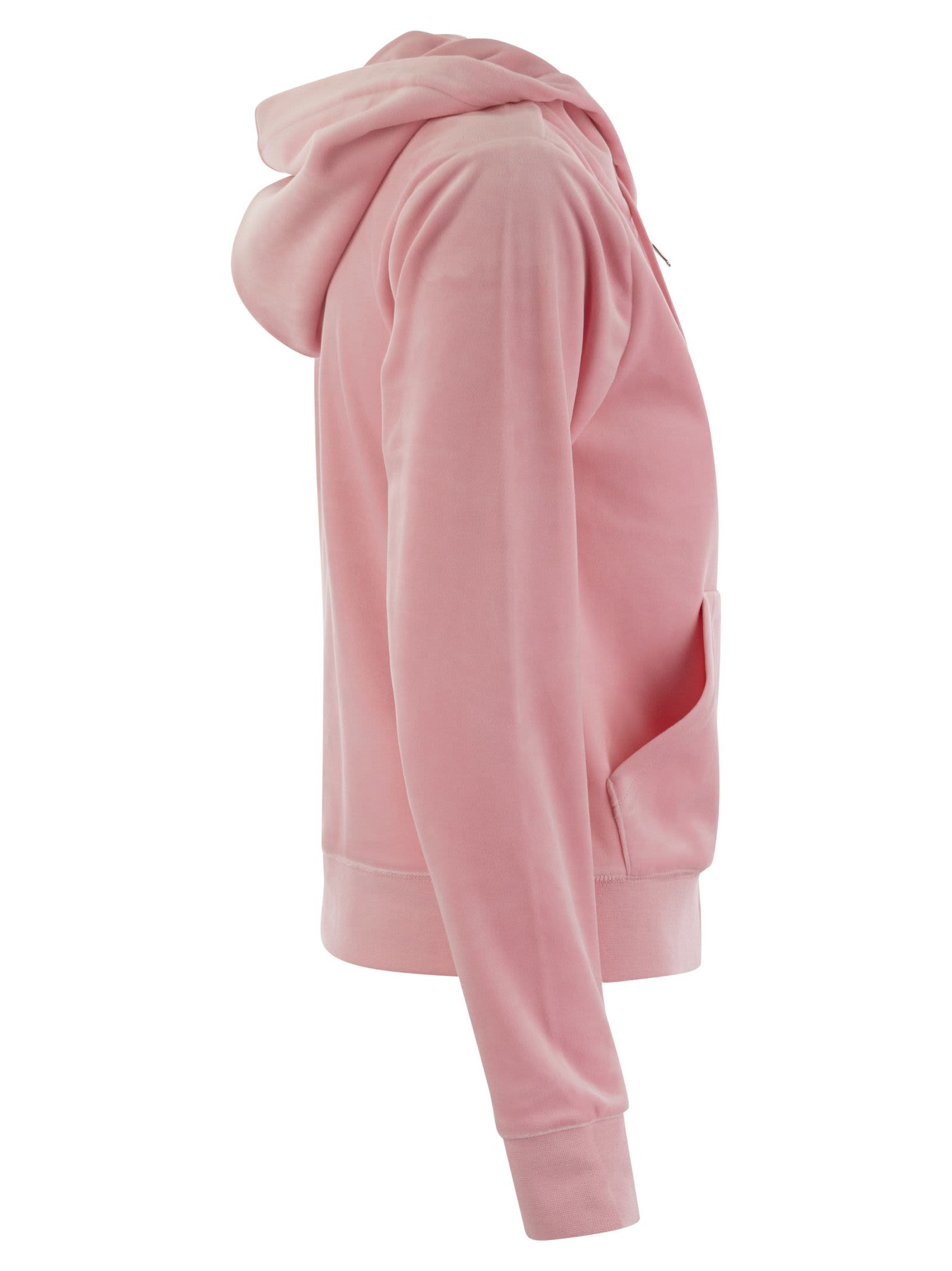 Shop Juicy Couture Velvet Hoodie In Pink