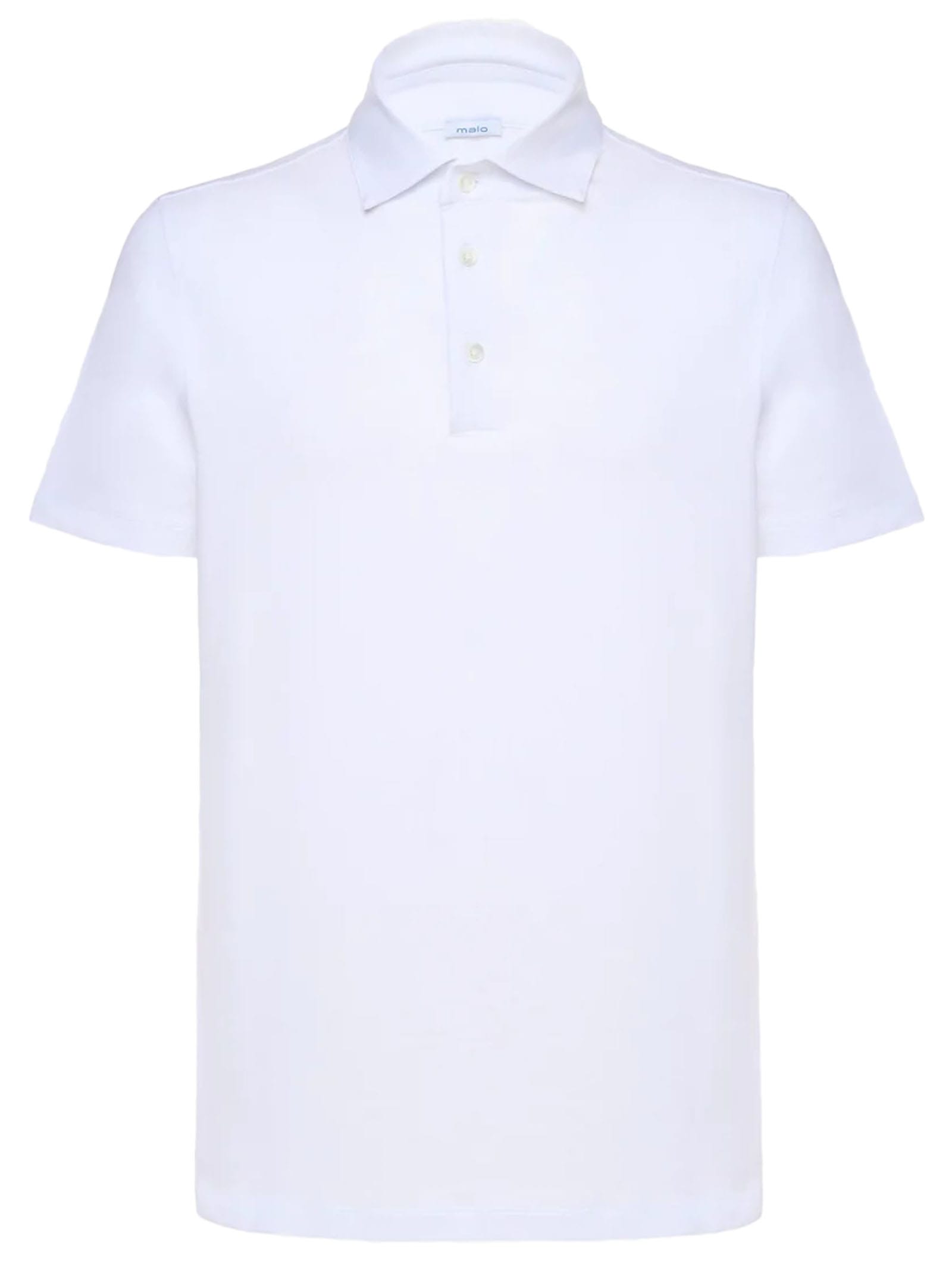 Shop Malo White Stretch-cotton Polo Shirt
