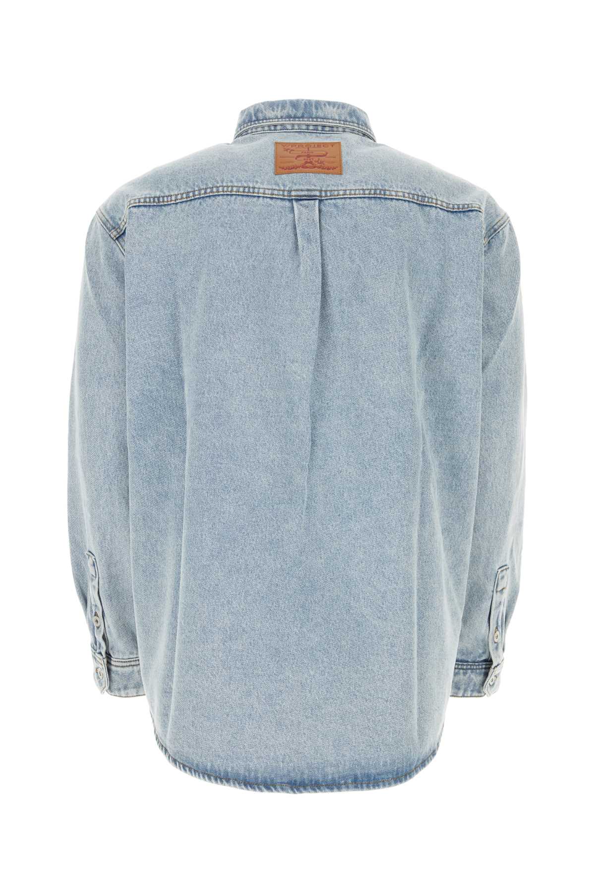 Shop Y/project Denim Shirt In Evergreen Ice Blue