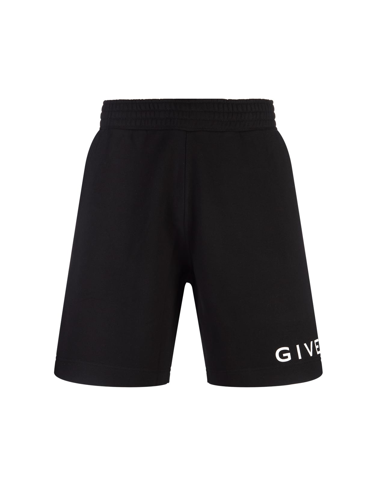 Shop Givenchy Black Bermuda Shorts With Contrasting Logo