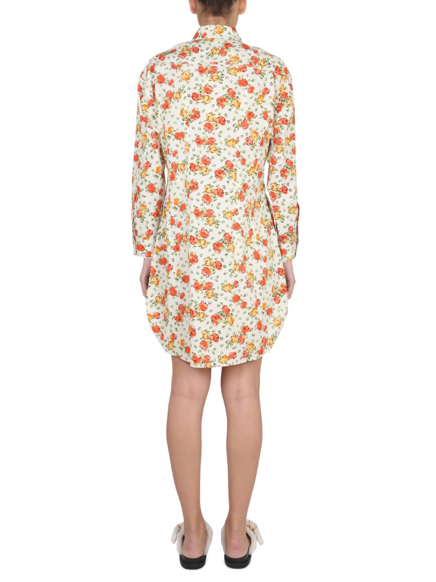 Shop Marni Shirt Dress With Floral Pattern In Multicolour