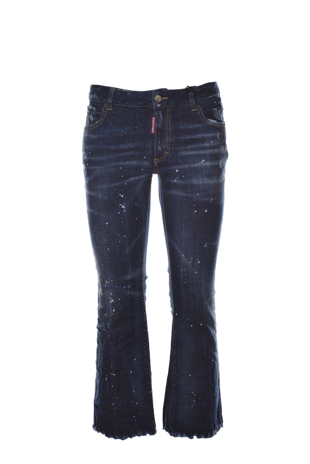 Shop Dsquared2 Distressed Flared Jeans In Blu Denim