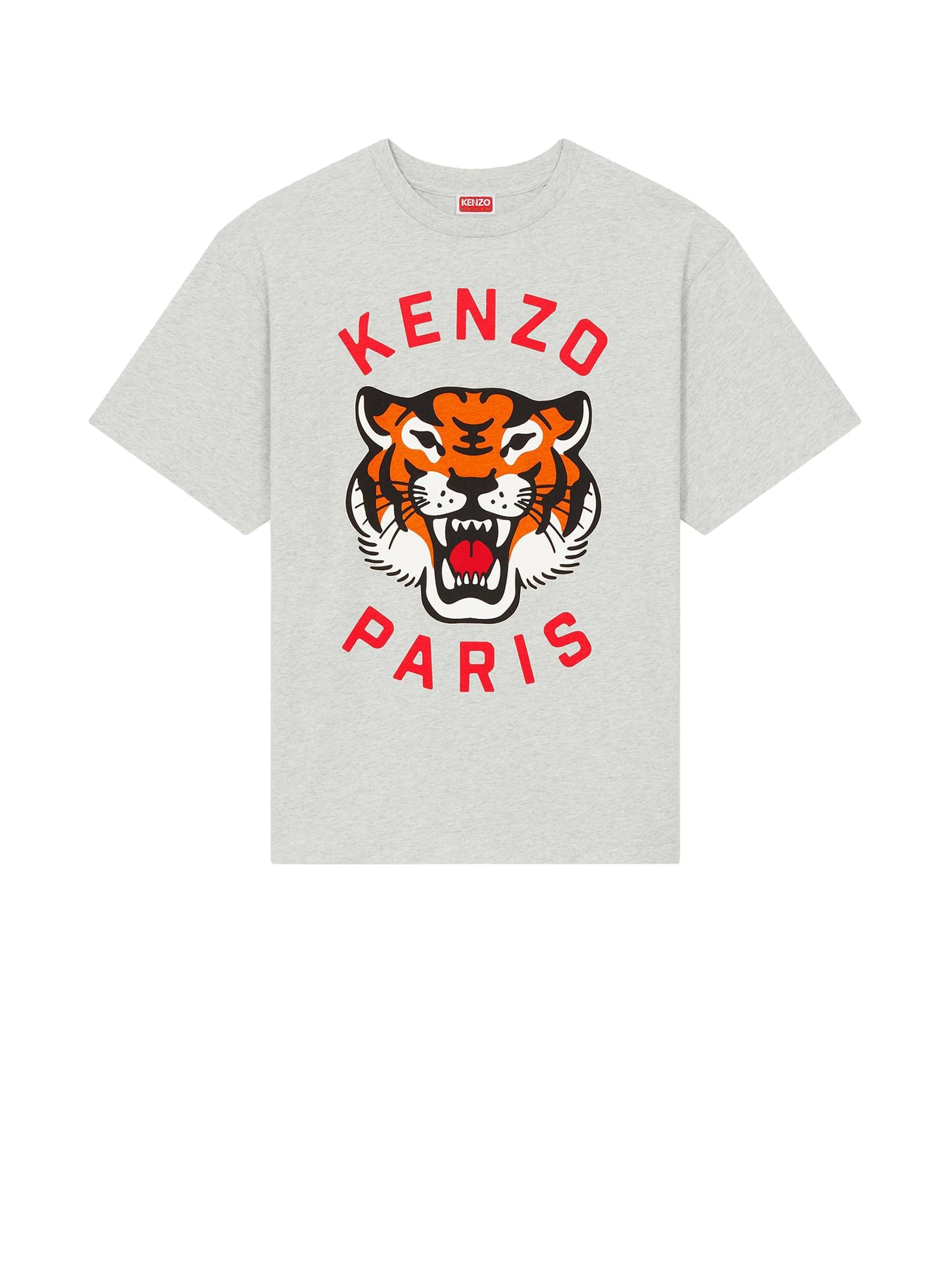 Shop Kenzo Lucky Tiger Oversized Unisex T-shirt In Pale Grey