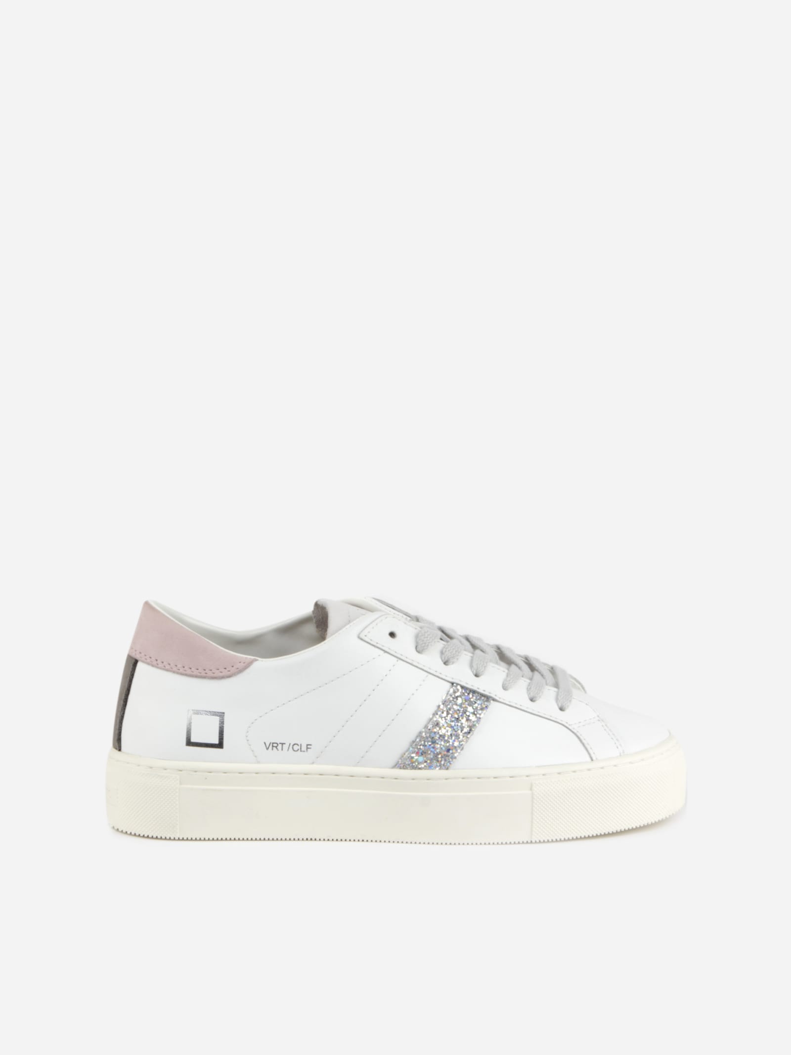 D.A.T.E. Leather Sneakers With Glitter Side Band