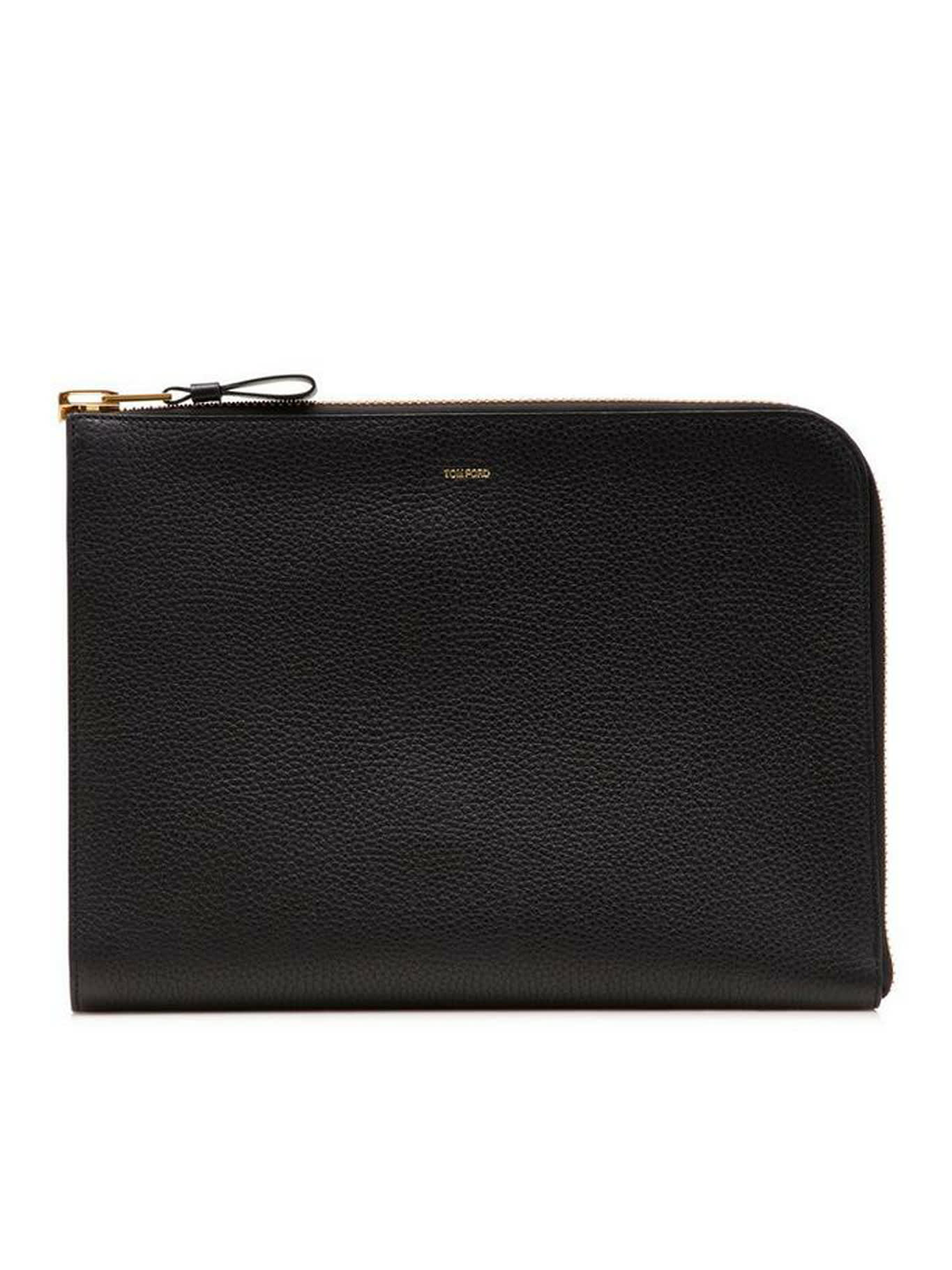 Shop Tom Ford Soft Grain Leather + Smooth Calf Leather Zip Around Portfolio In Black