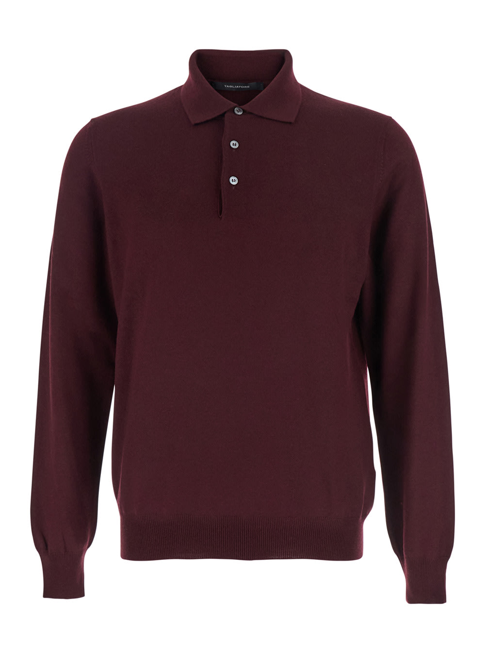 Tagliatore Bordeaux Long-sleeved Polo Shirt In Burgundy