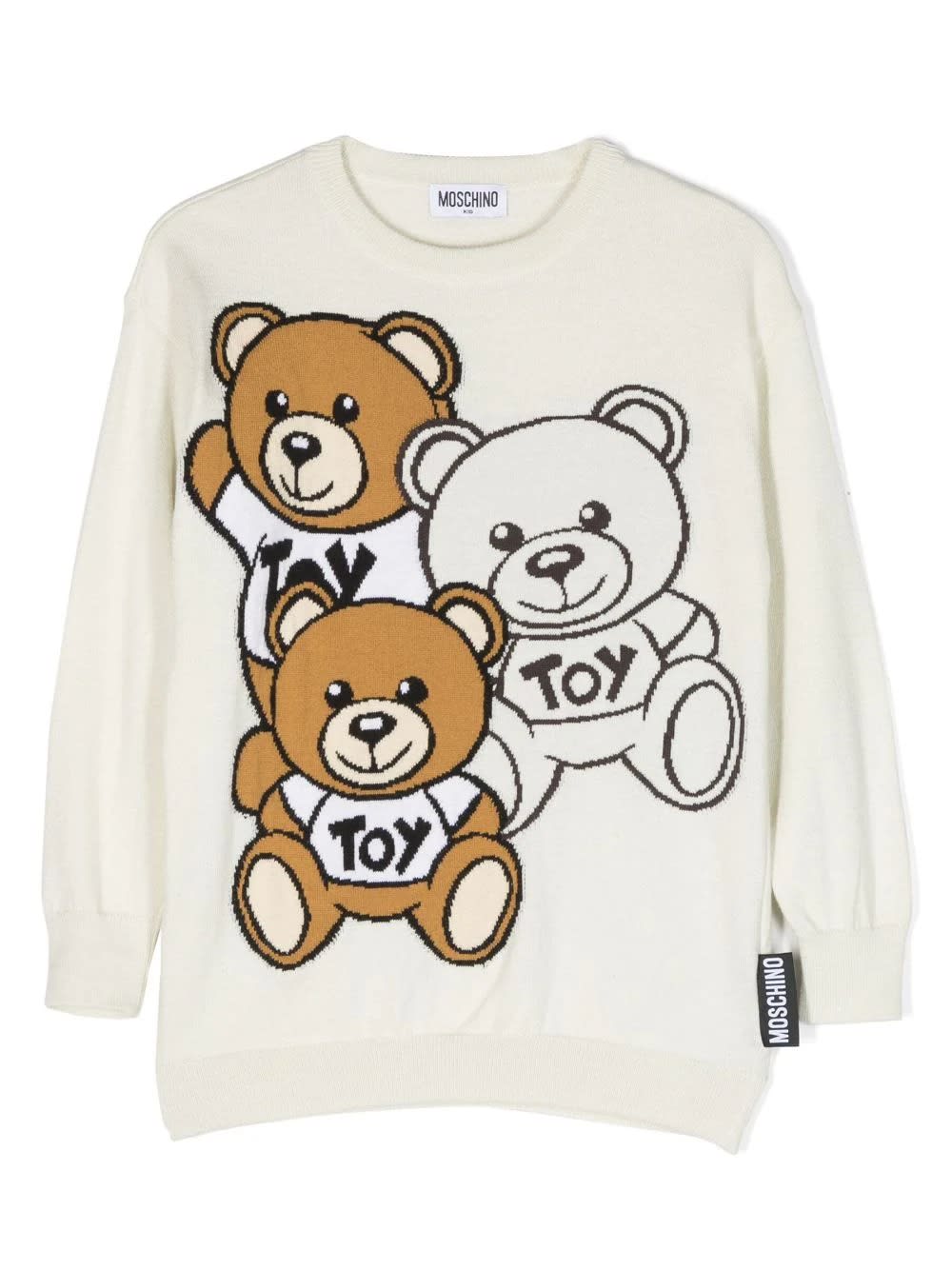 Shop Moschino White Teddy Friends Sweater In Cloud