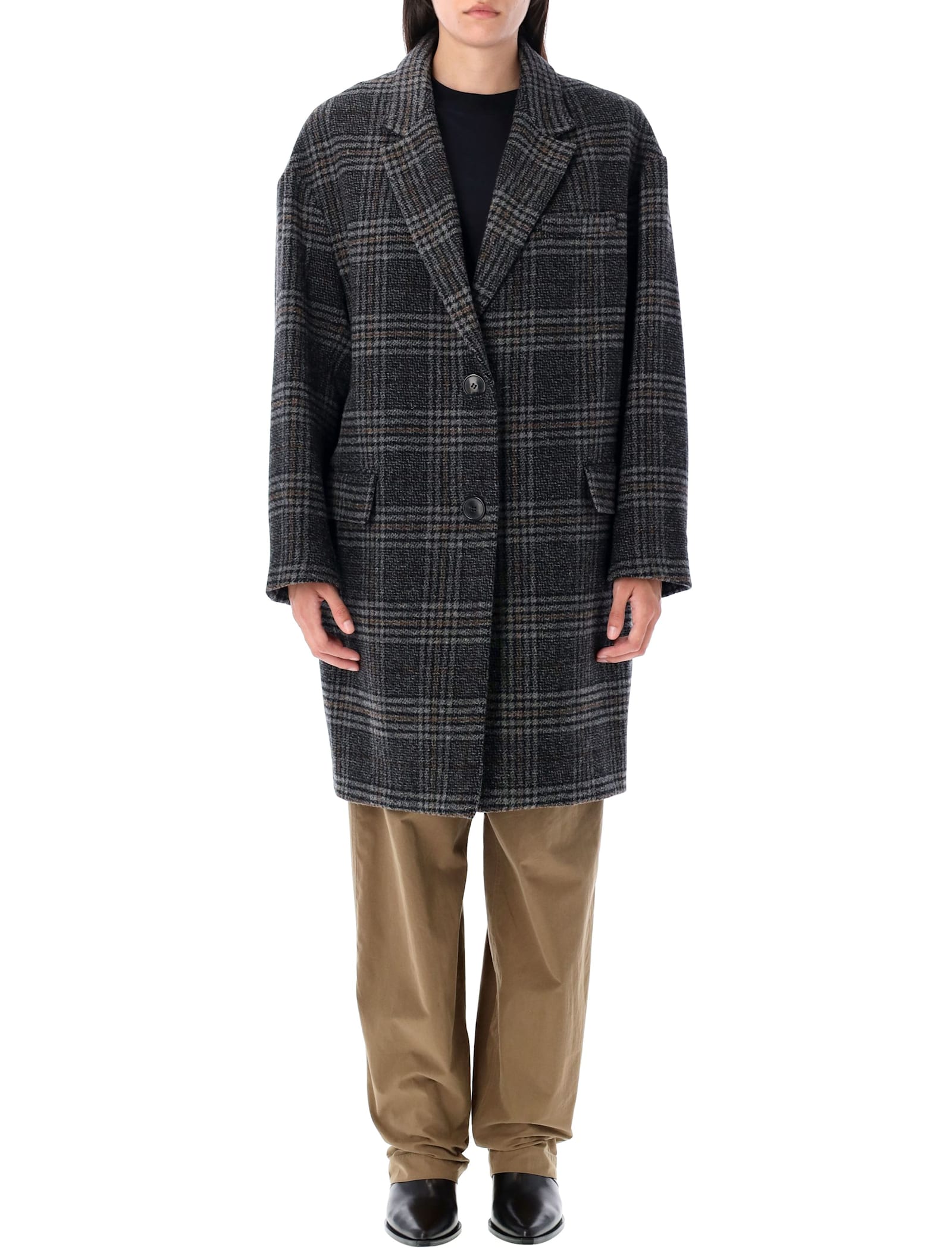 Isabel Marant Étoile Limizia Checkered Coat In Gray