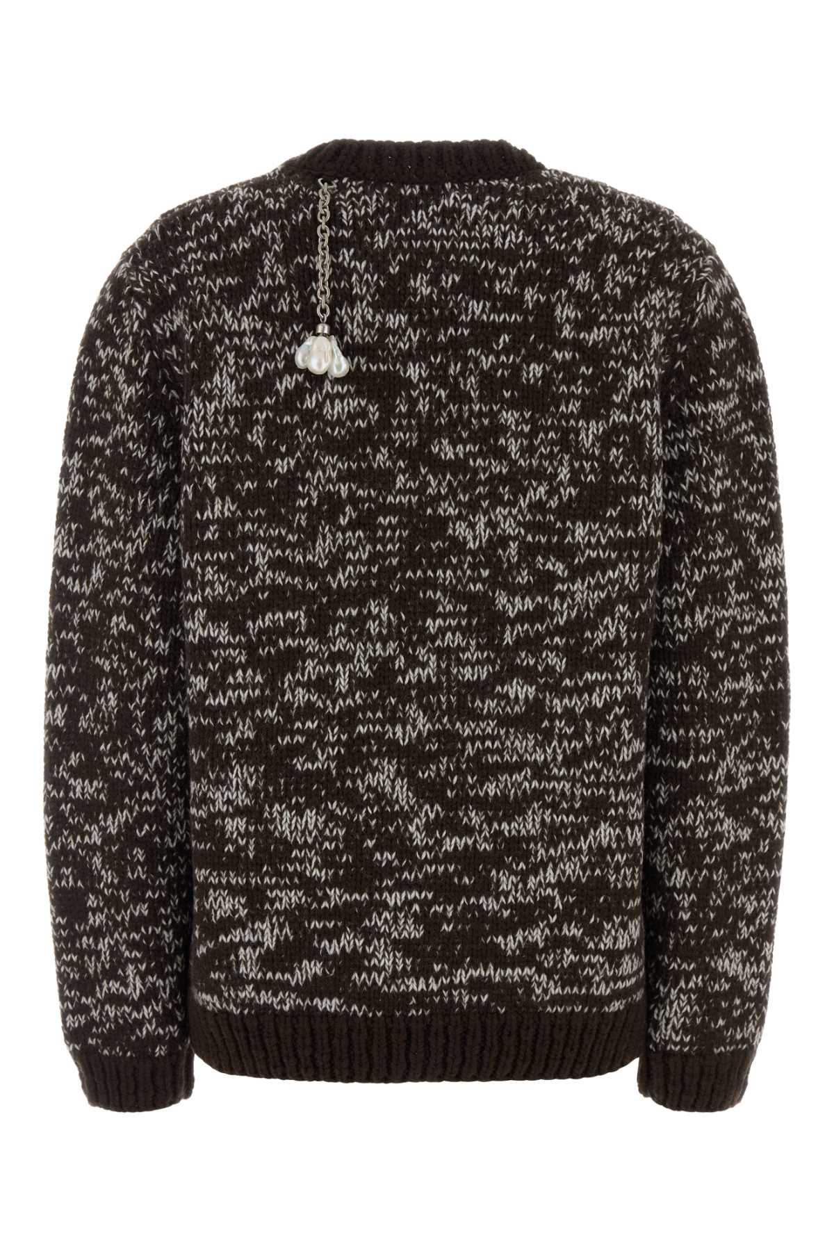 Prada Two-tone Wool Oversize Sweater In Black