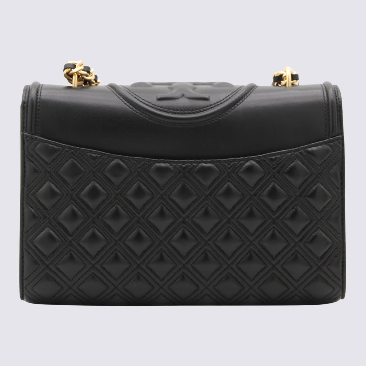 Shop Tory Burch Black Leather Fleming Convertible Shoulder Bag