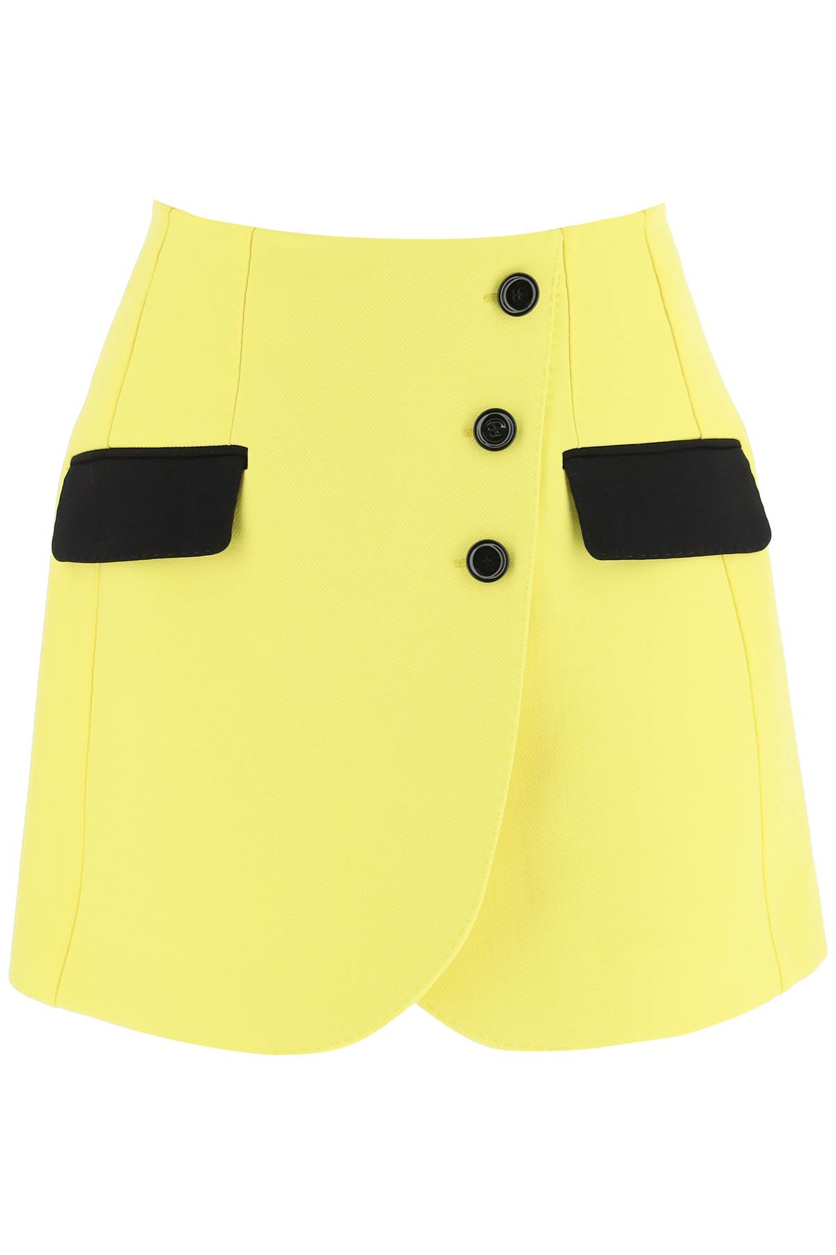 Dolce & Gabbana Asymmetric Wool Gabardine Mini Skirt In Giallo Limone (yellow)
