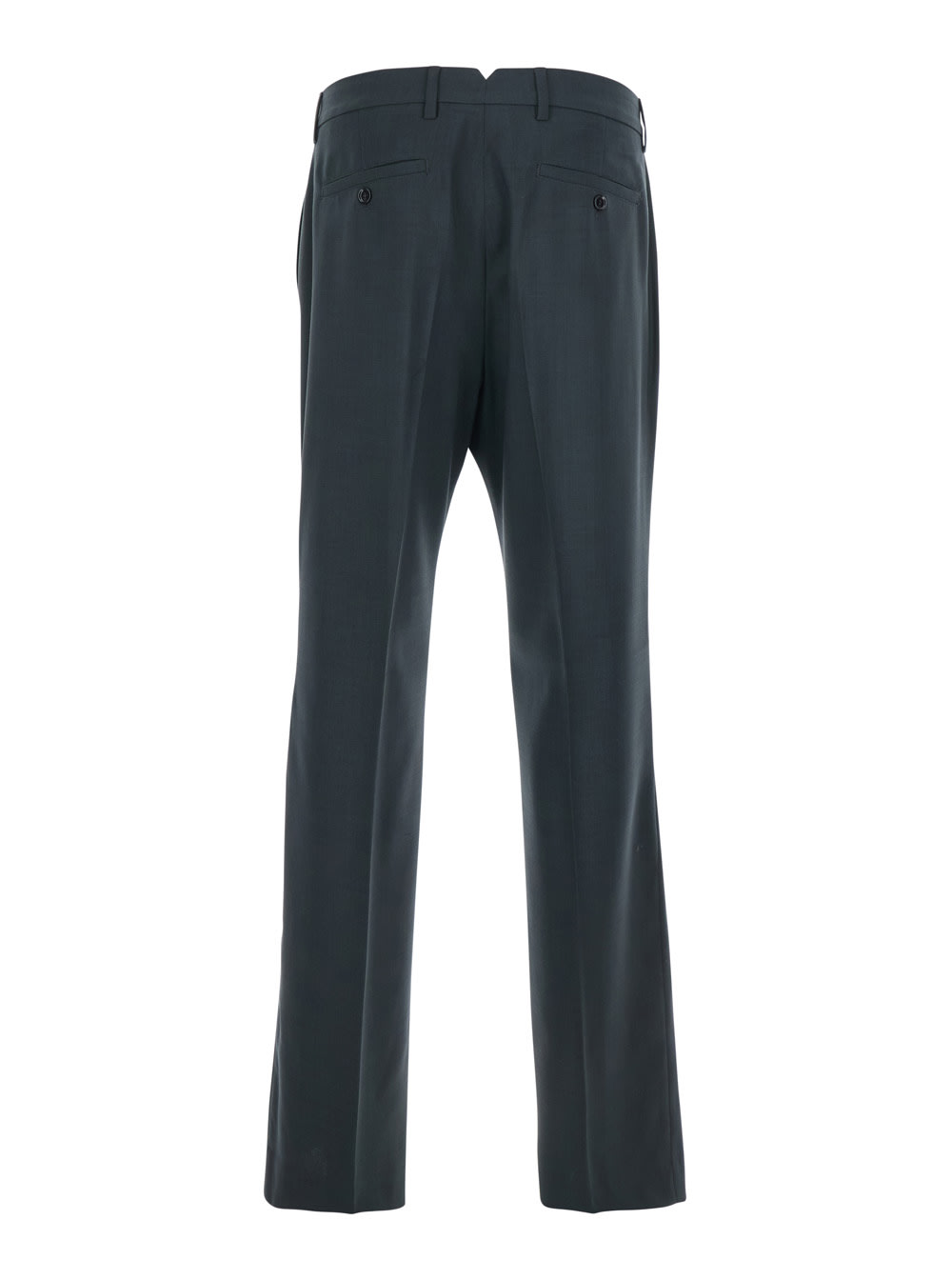Ami Alexandre Mattiussi Ami Paris Men Grey Pants With Belt Loops And Front Concealed Closure In Wool Man In Blue
