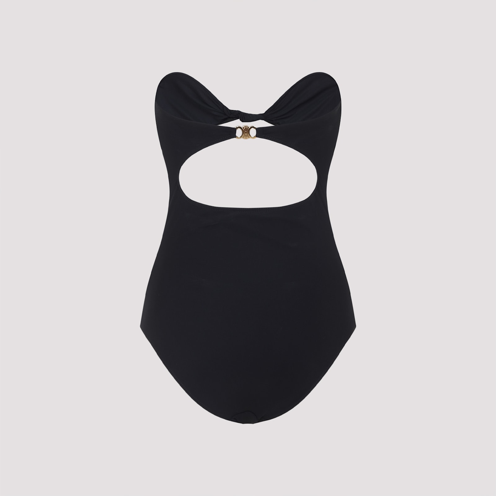 Celine Beachwear With Cut-out Design And Gold-tone Hardware In Black