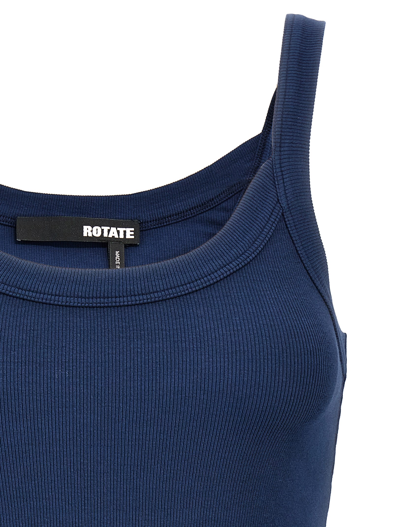 Rotate Birger Christensen Sculpted Ribbed Tank Top With Scoop Neck In Blue