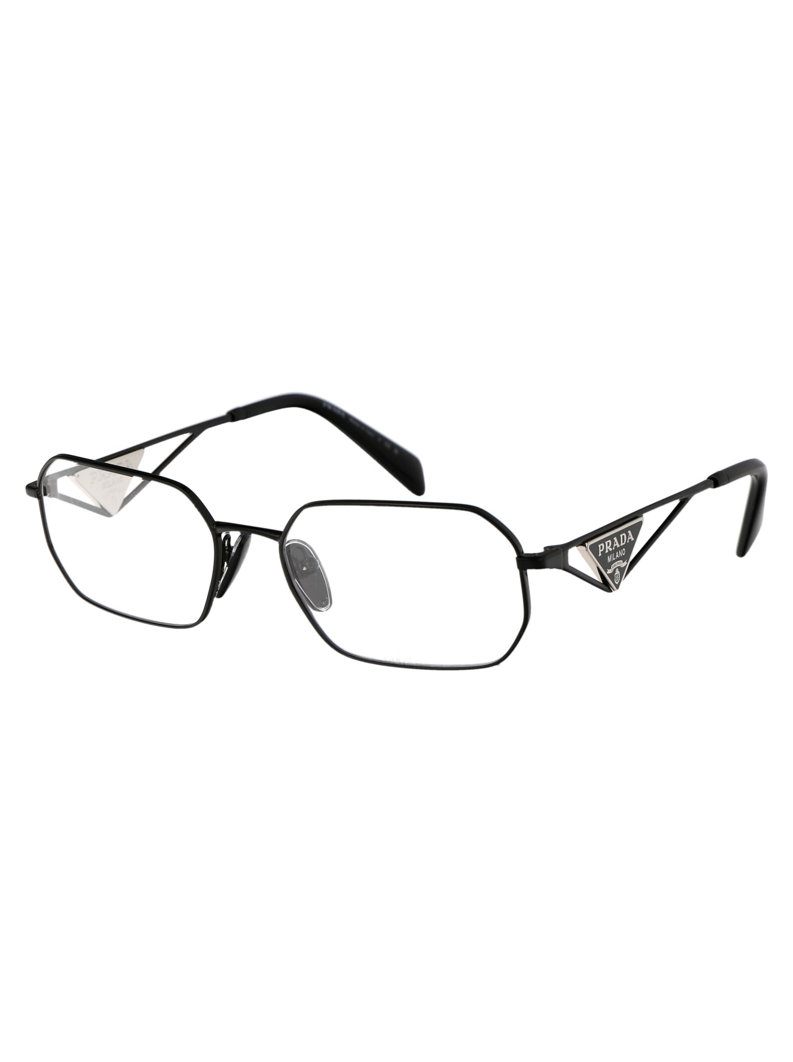 Prada Logo-plaque Geometric-frame Glasses In 1ab1o1
