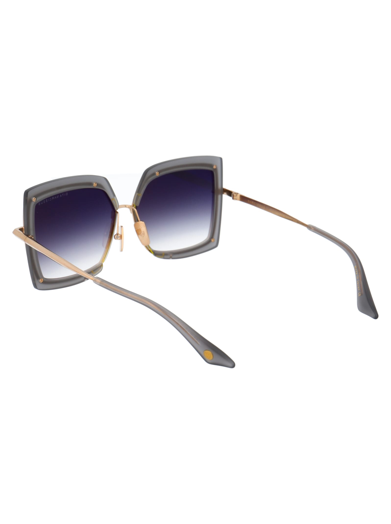 Shop Dita Narcissus Sunglasses In Satin Crystal Grey - White Gold - Milky Gold Flash