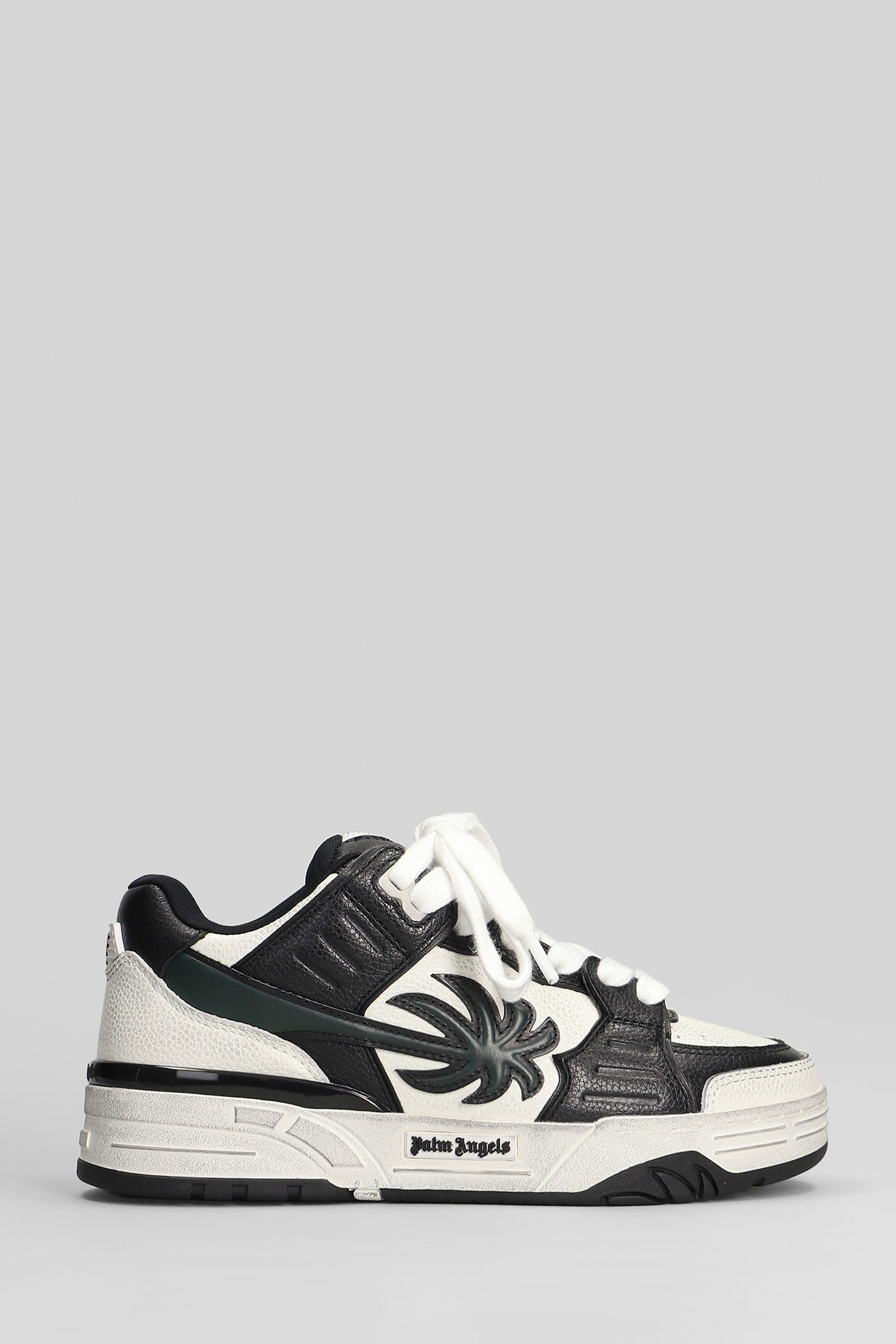 Palm Angels Venice Sneakers In Black Suede And Leather In Animal Print