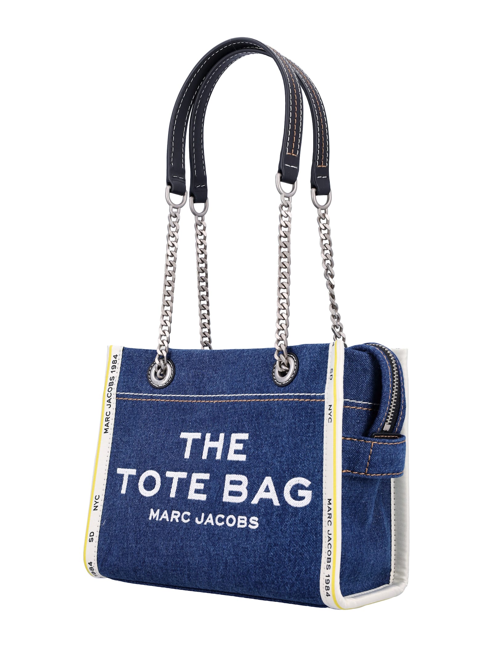 Shop Marc Jacobs The Denim Chain Small Tote Bag In Dark Wash