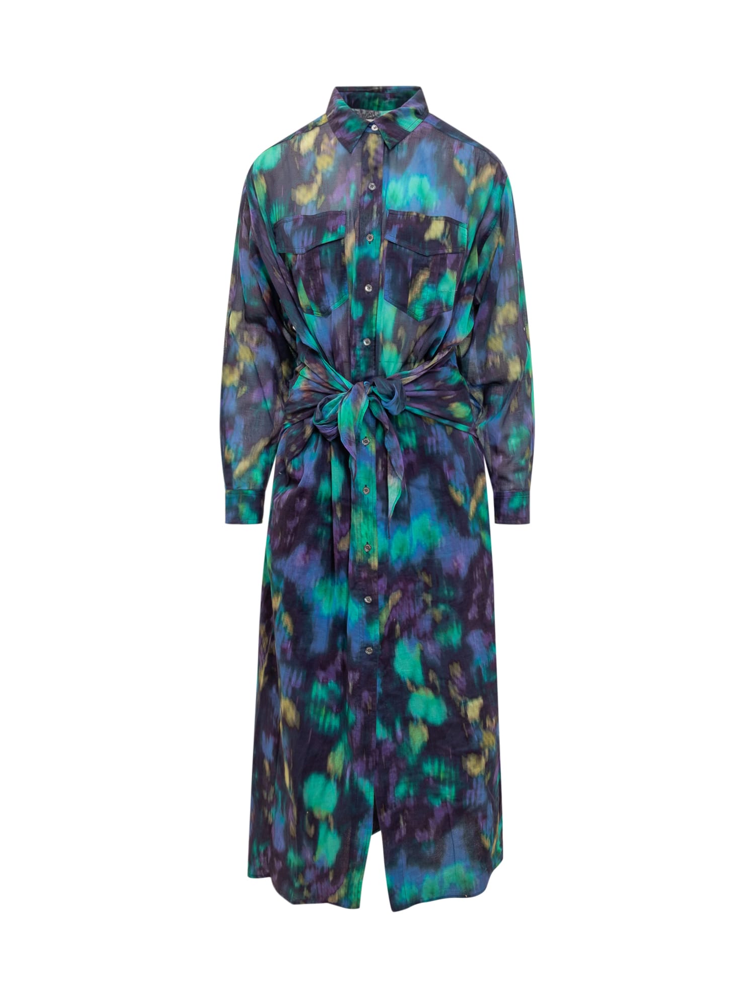 Shop Marant Etoile Nesly Dress In Blue Green