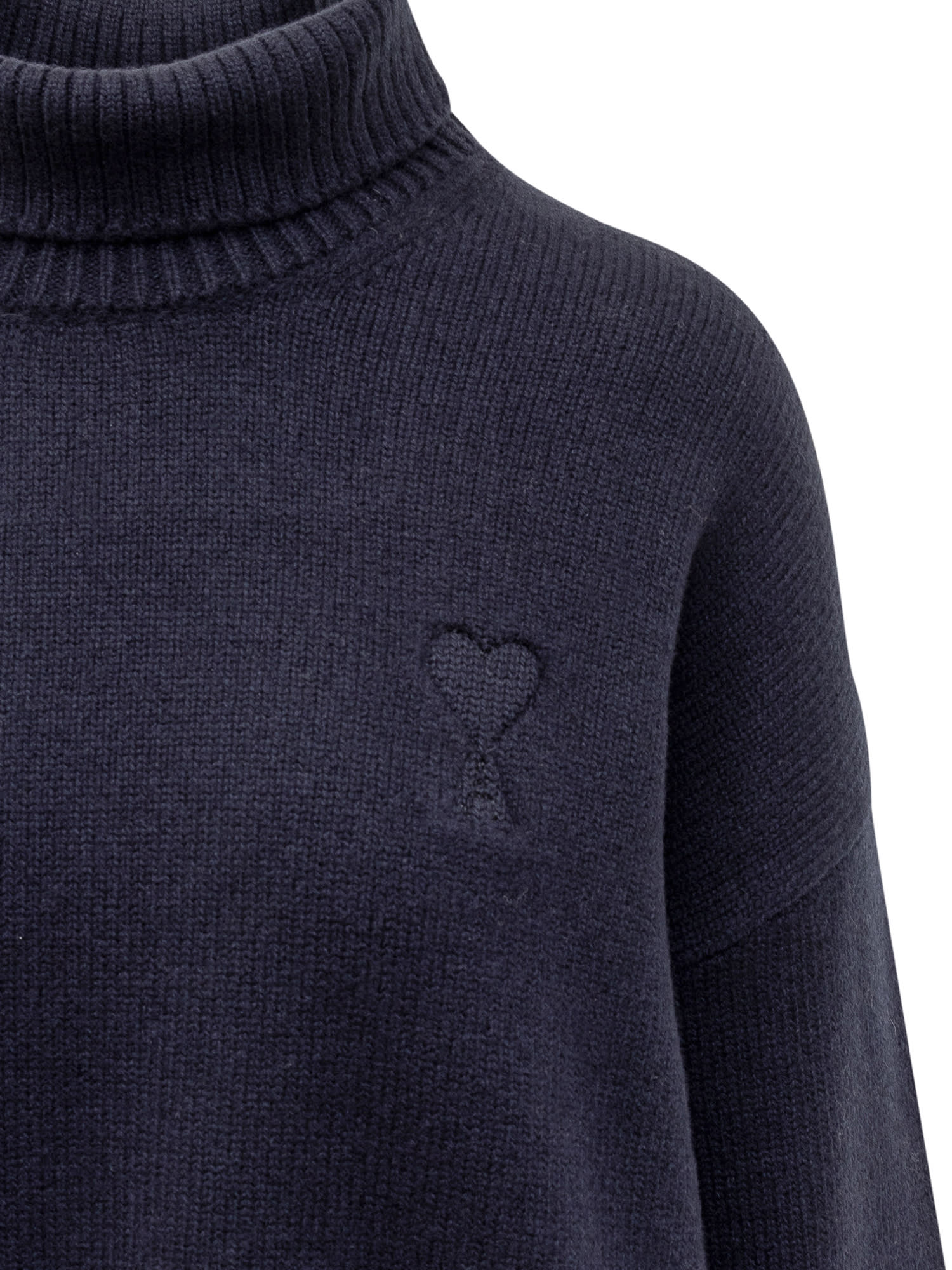 Shop Ami Alexandre Mattiussi Sweater With Logo In Navy Blue