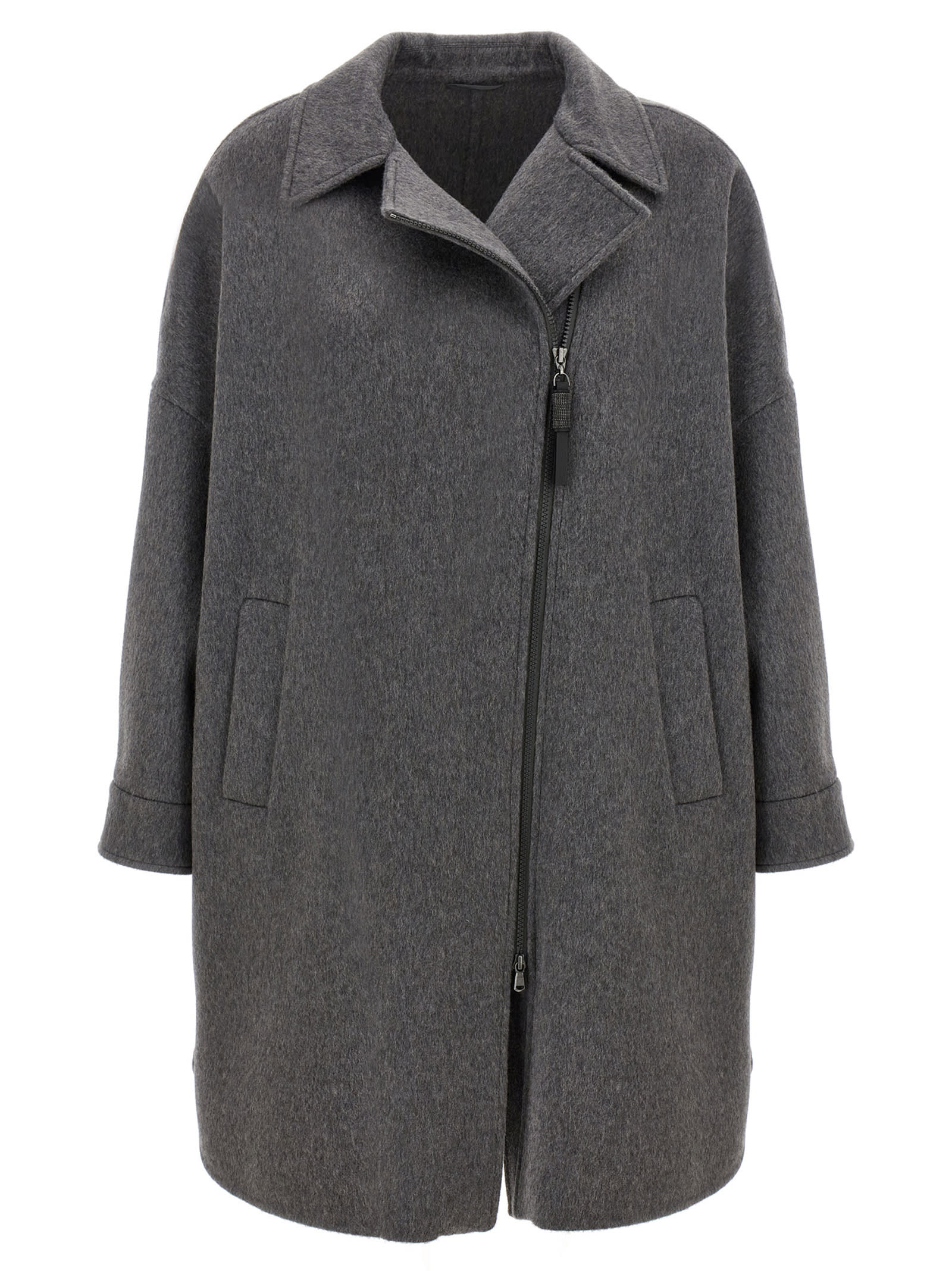 Shop Brunello Cucinelli Cocoon Coat In Gray