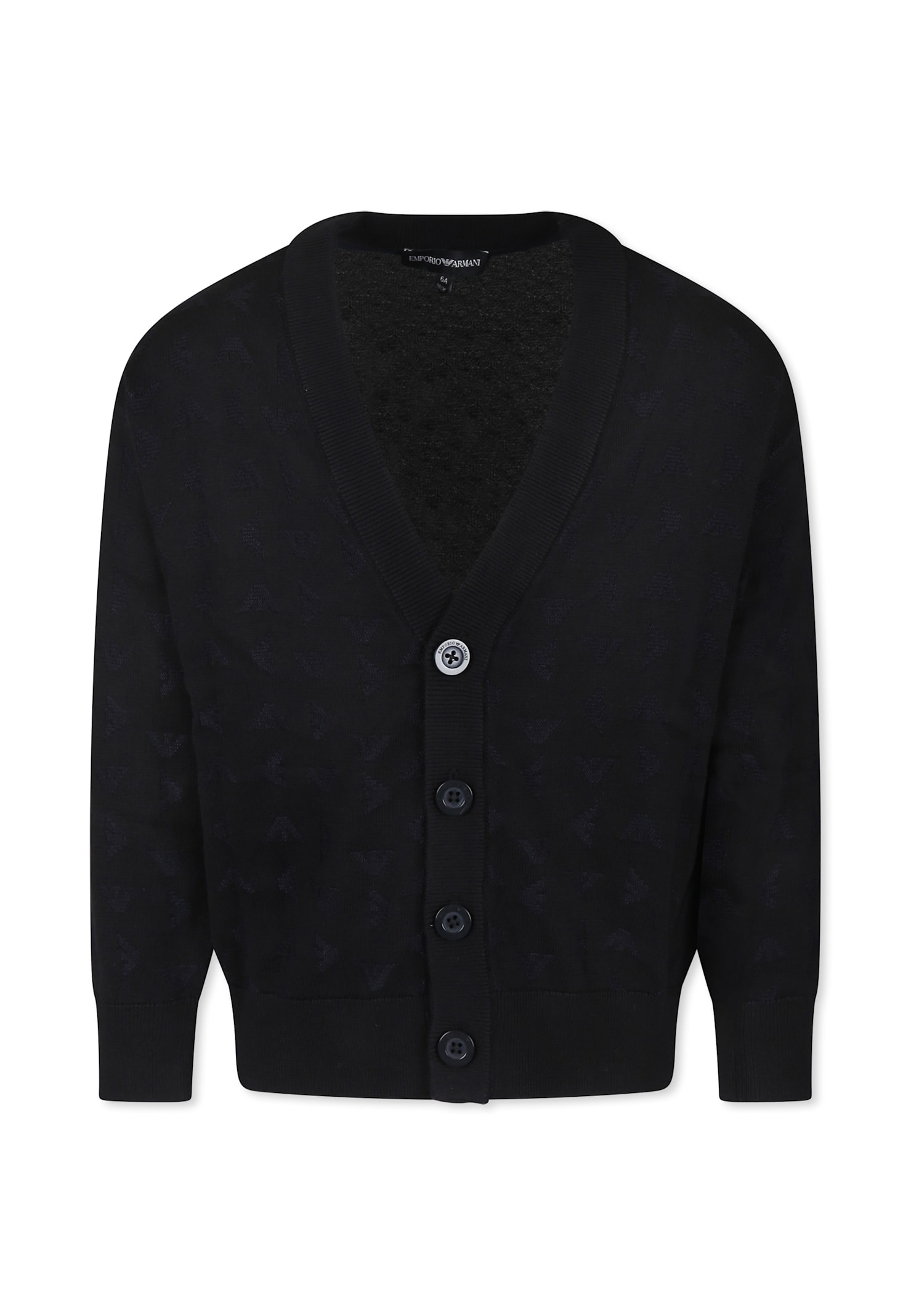 Emporio Armani Blue Cardigan For Boy With Eagle In Blue
