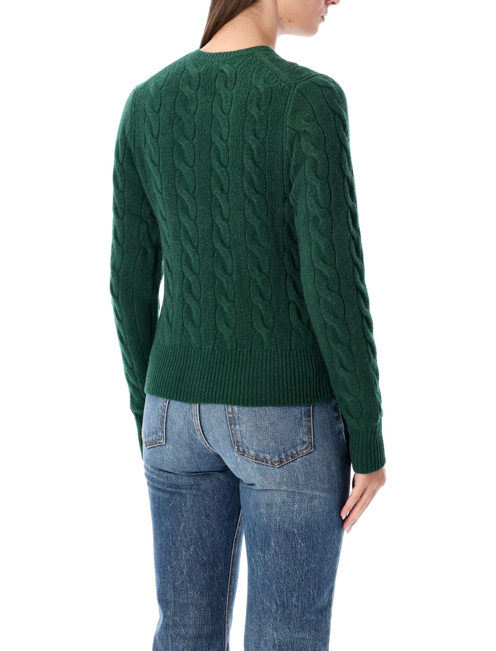 Polo Ralph Lauren Wool And Cashmere Cable-knit Cardigan In Green